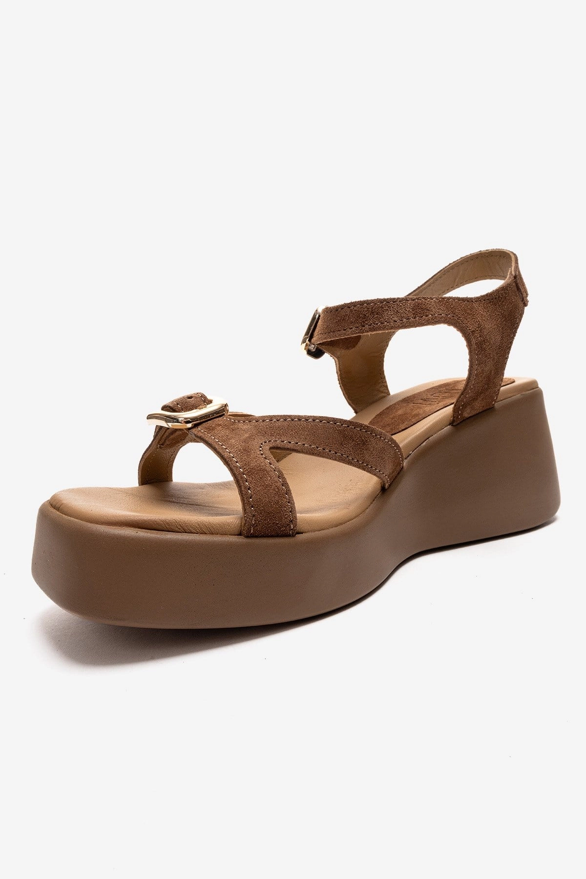 Forever & Always Womens Kalia Leather Wedge Sandals