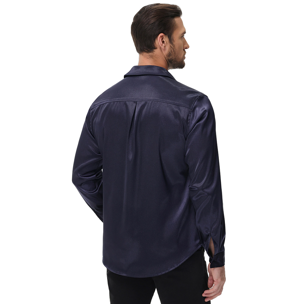EadianDree Mens Satin Dress Shirt Long Sleeve Button Down Shiny Formal For Wedding Party Night Out