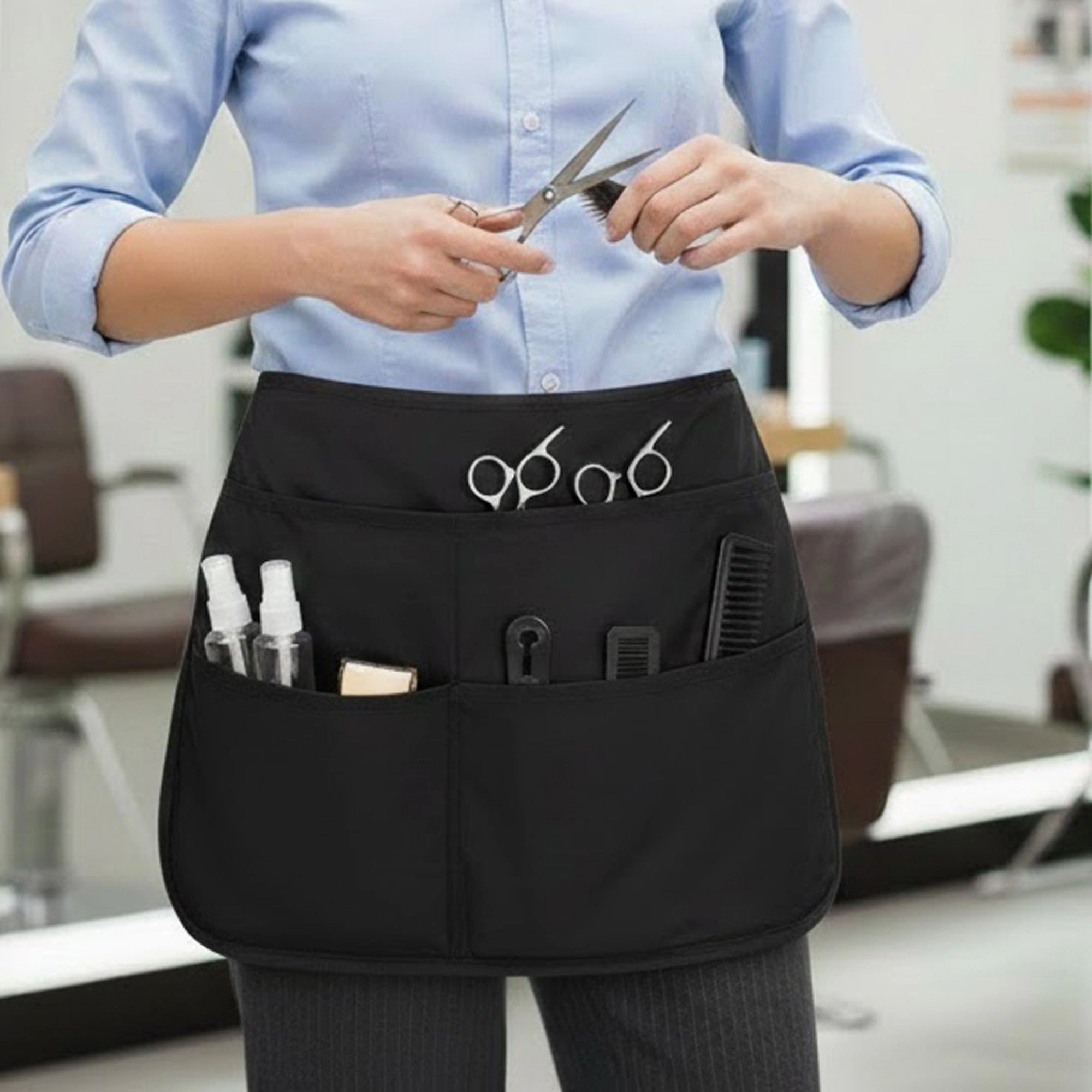 Alilang Women Utility Waist Apron with Adjustable Buckle Strap and Multiple Front Pockets for Kitchen Work and Crafts