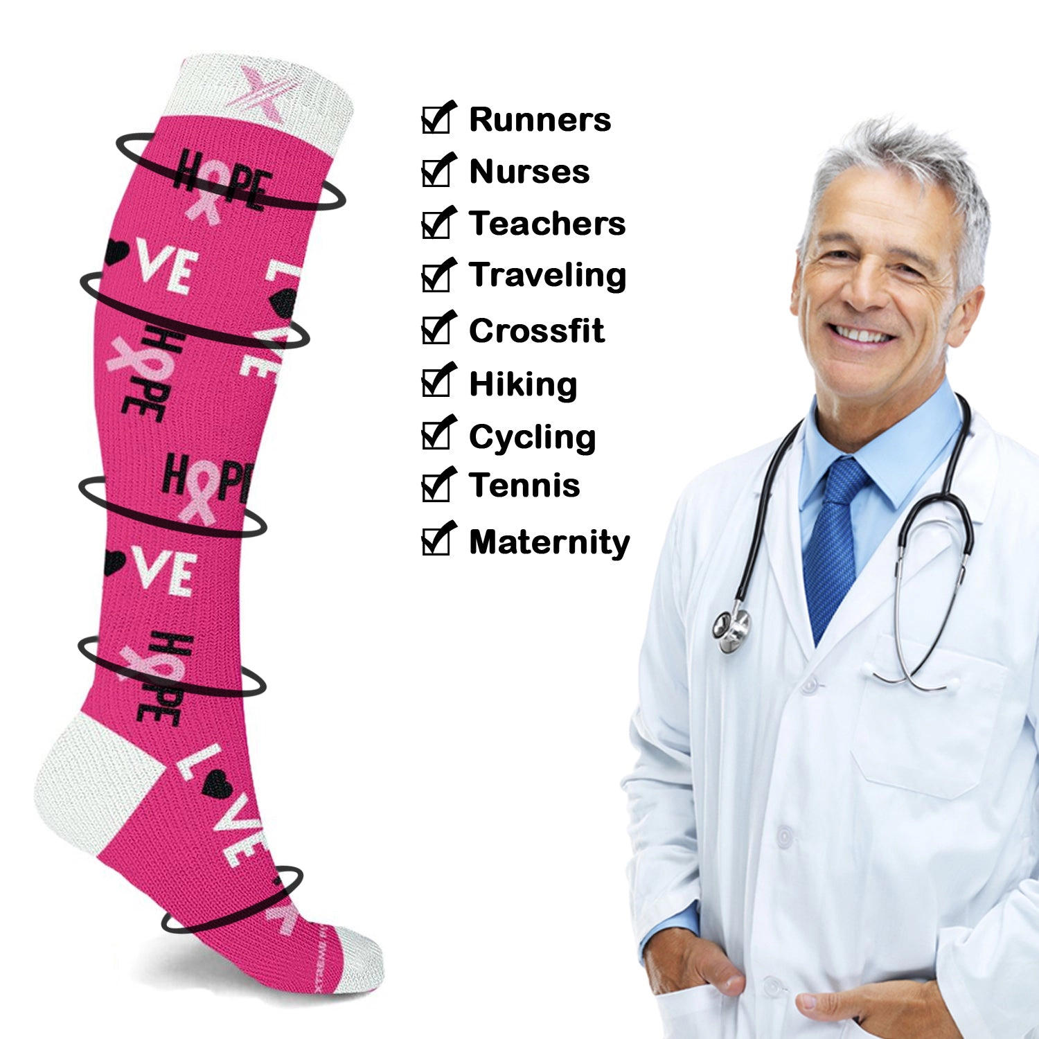 Extreme Fit Cancer Awareness Compression Socks