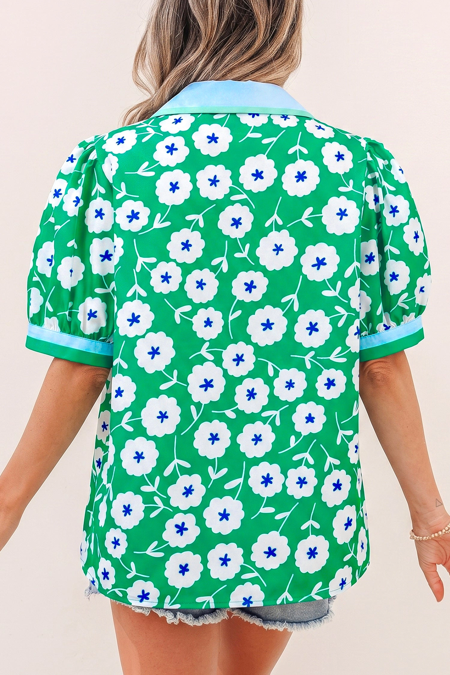 Threaded Pear Antonella Collar Short Sleeve Blouse