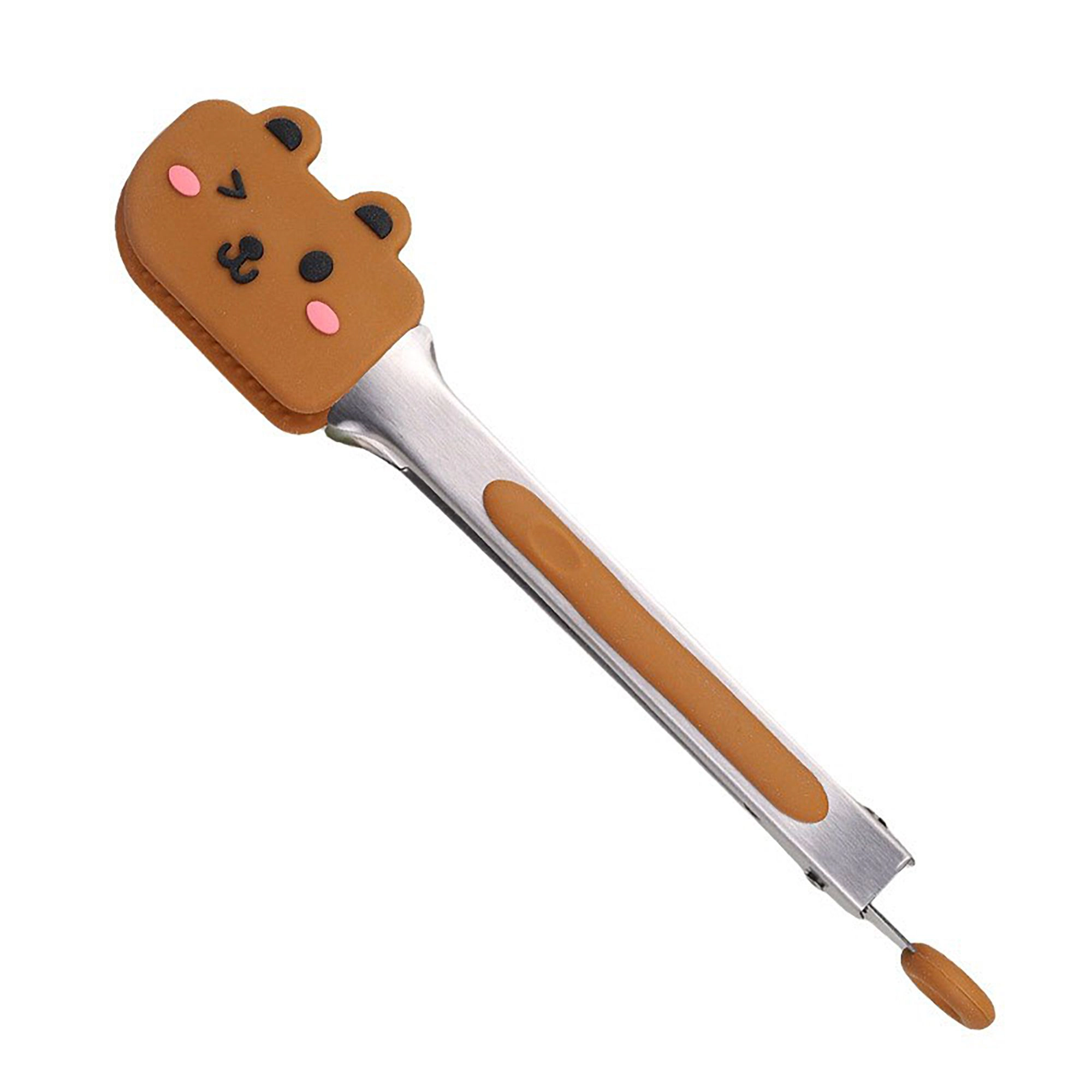 Alilang Women Bear Shaped Kitchen Tongs with Non-Slip Grip and Locking Ring
