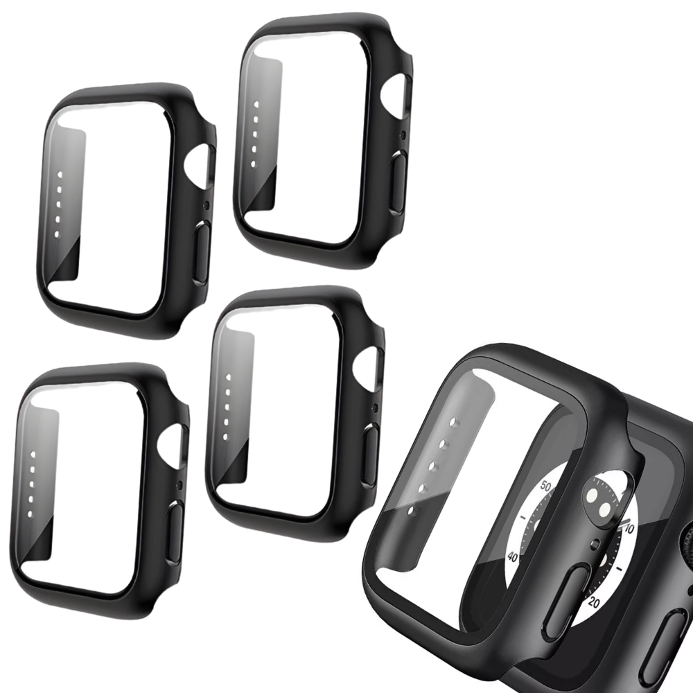 Qixxronics 4x Case for Apple Watch Series 6/5/4SE1/SE2 (40mm), Built-in Tempered Glass Screen Protector