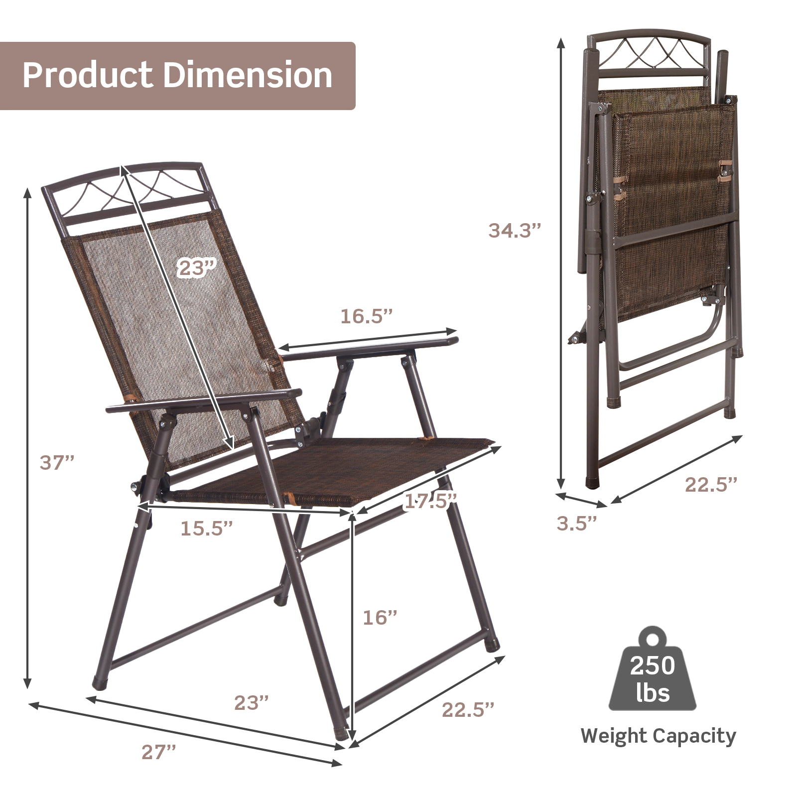 SlickBlue Set of 4 Folding Patio Chairs Steel Frame Camping Lawn Chairs