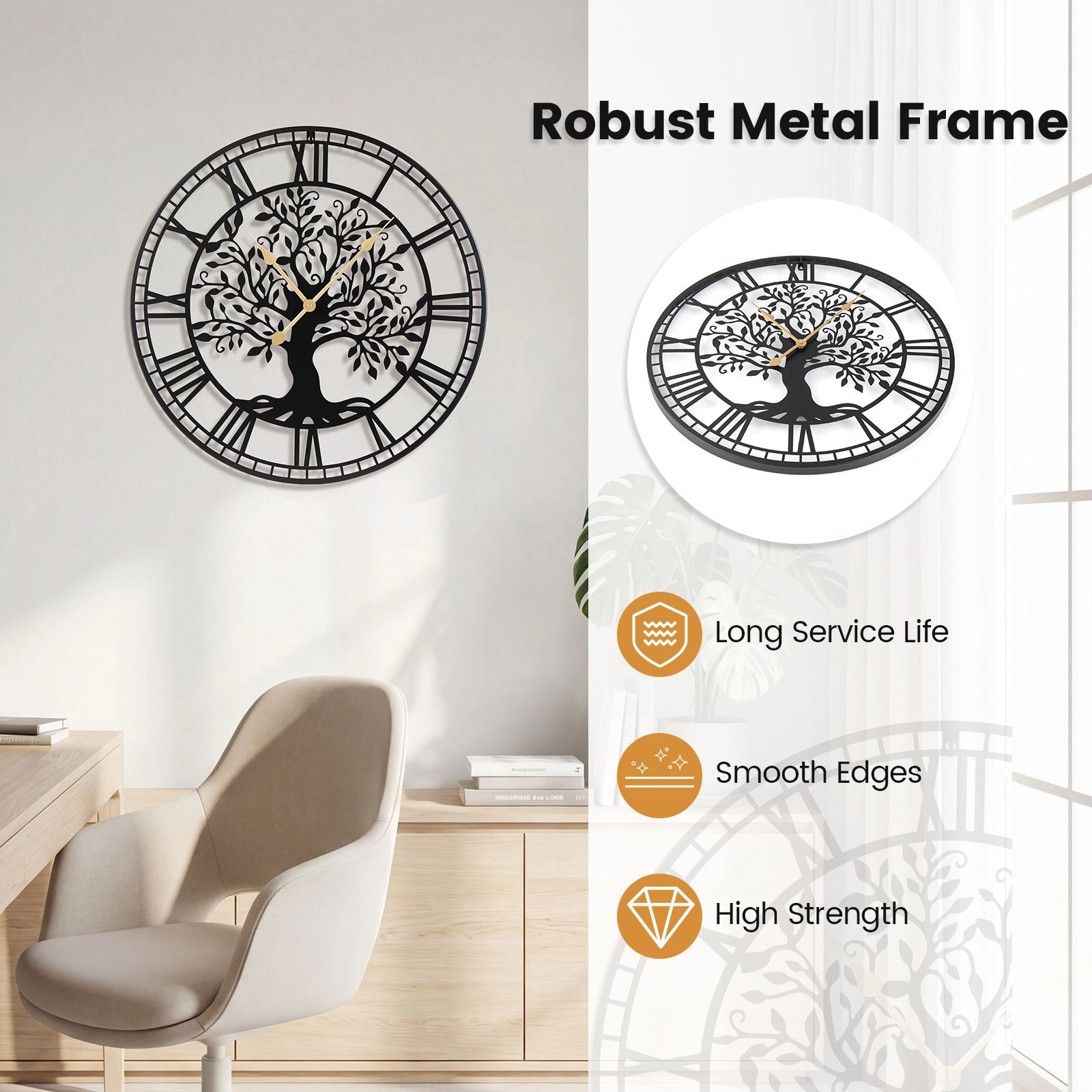 Slickblue Large Battery-Operated Wall Clock with Easy-to-Read Display
