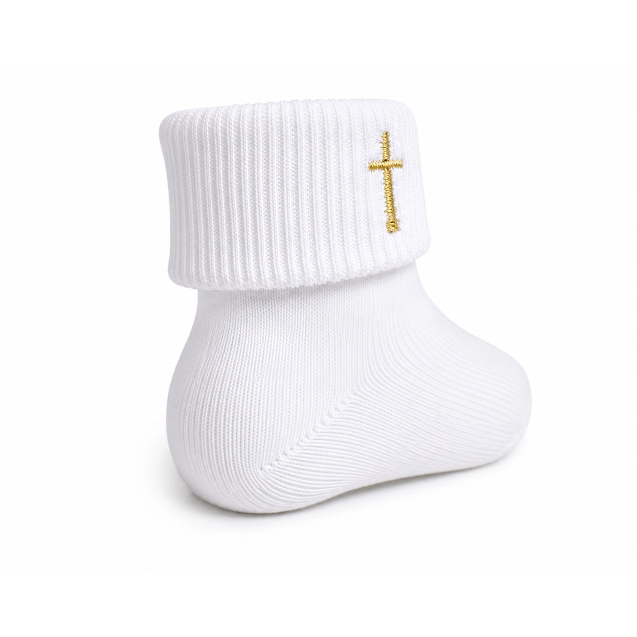 Laurenza's Baby Boys Girls Gold Embroidered Baptism Christening Cross Socks