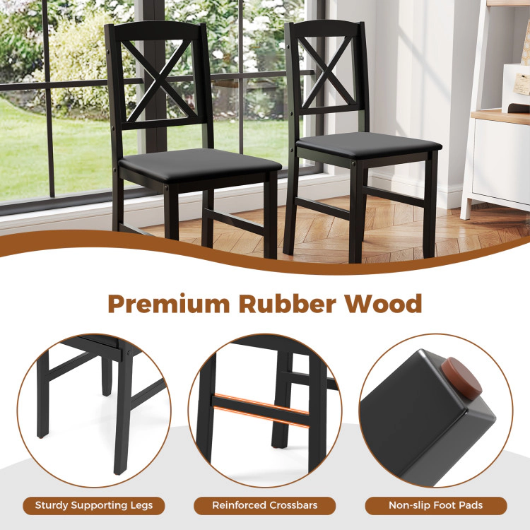 Hivvago 3-Piece Dining Table Set Wooden Square Kitchen For 2 People