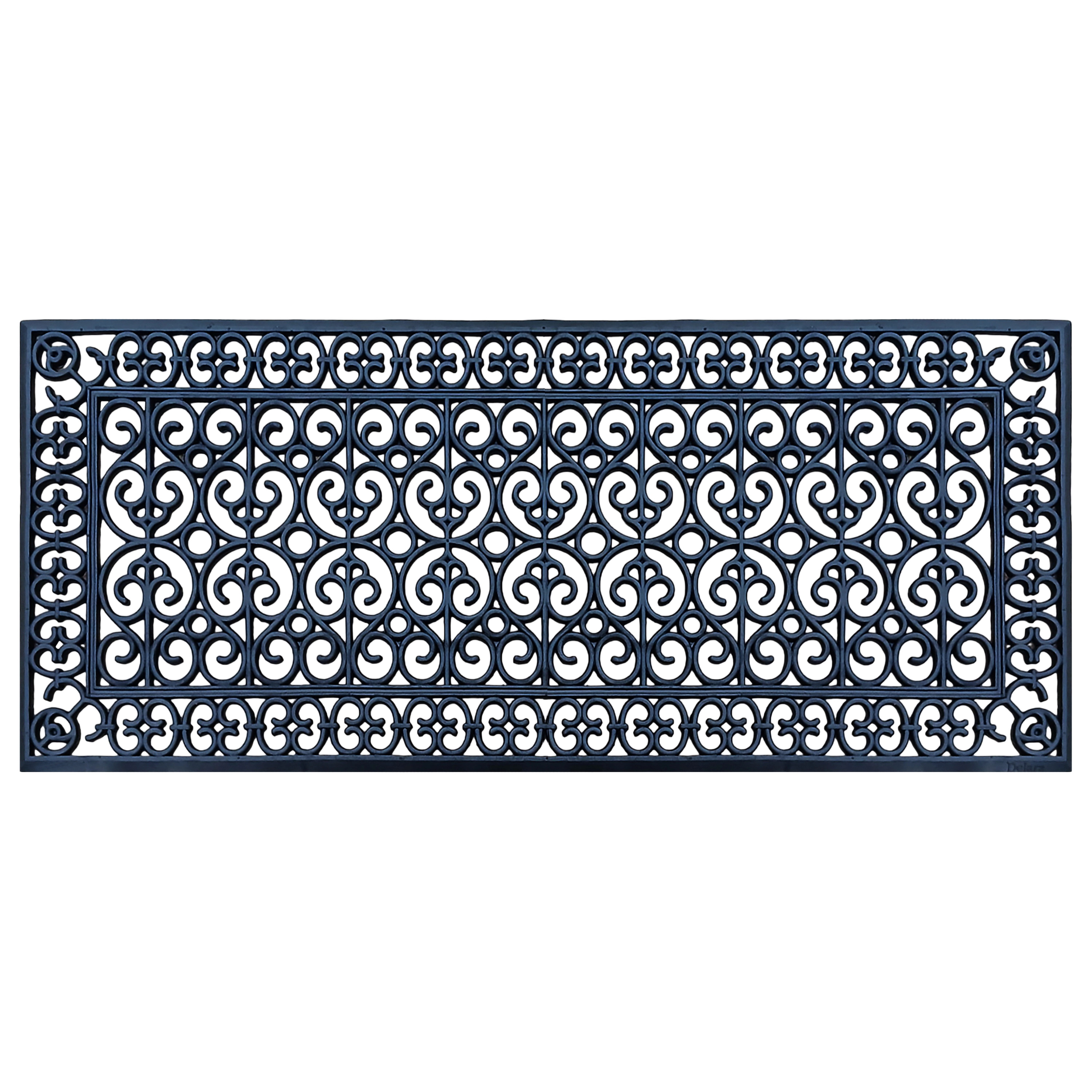 A1 Home Collection 19 lb Heavy Duty Rubber Doormat Non-Slip Outdoor Dirt Scraper Mat, Black Artistic, 24 x 57 Inches
