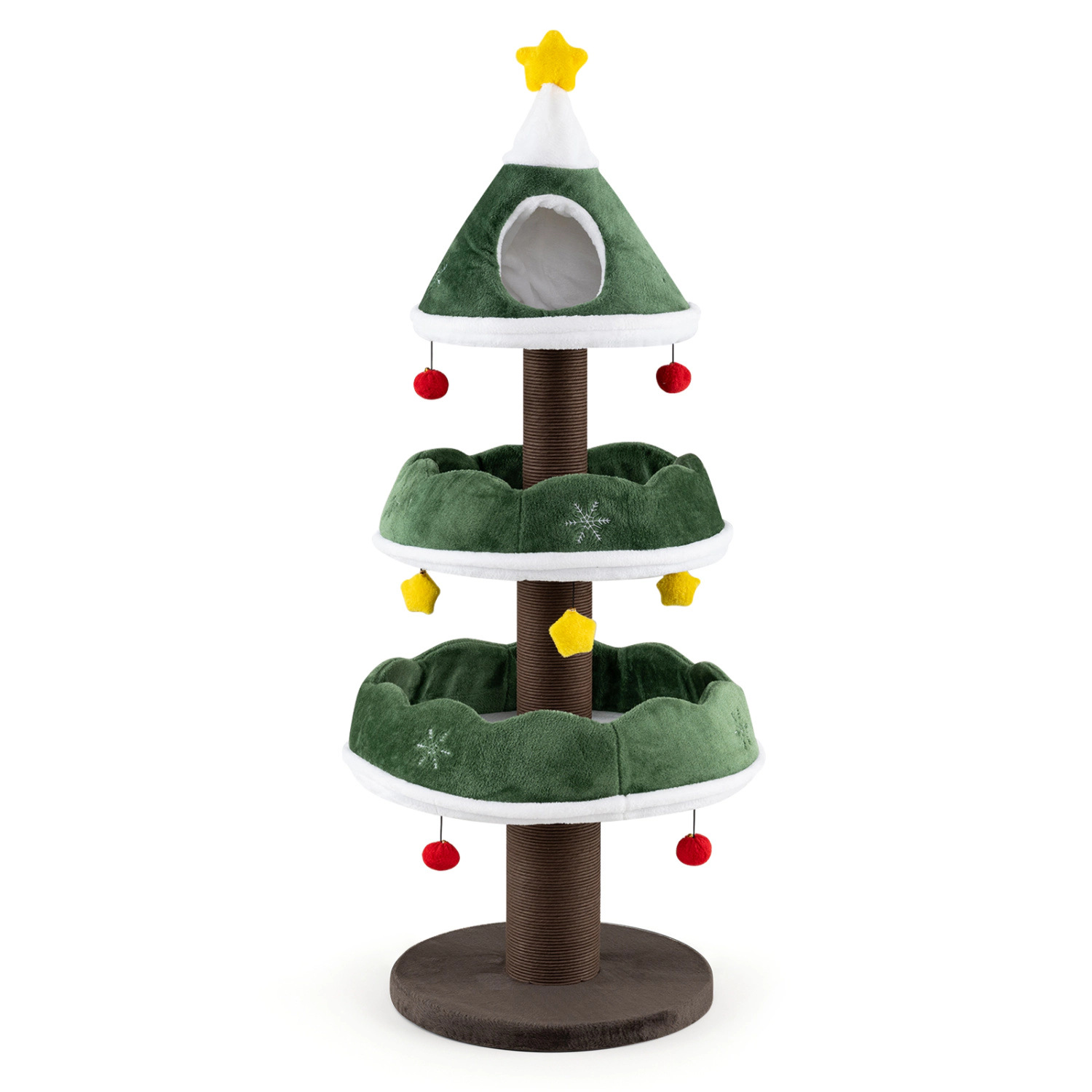 LJG 56.5 Inch Multi-Level Cat Tower with Fully-Wrapped Scratching Posts