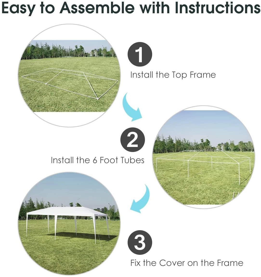 Glintex 10 x 20-Foot PE Party Canopy with Powder-Coated Steel Frame, White