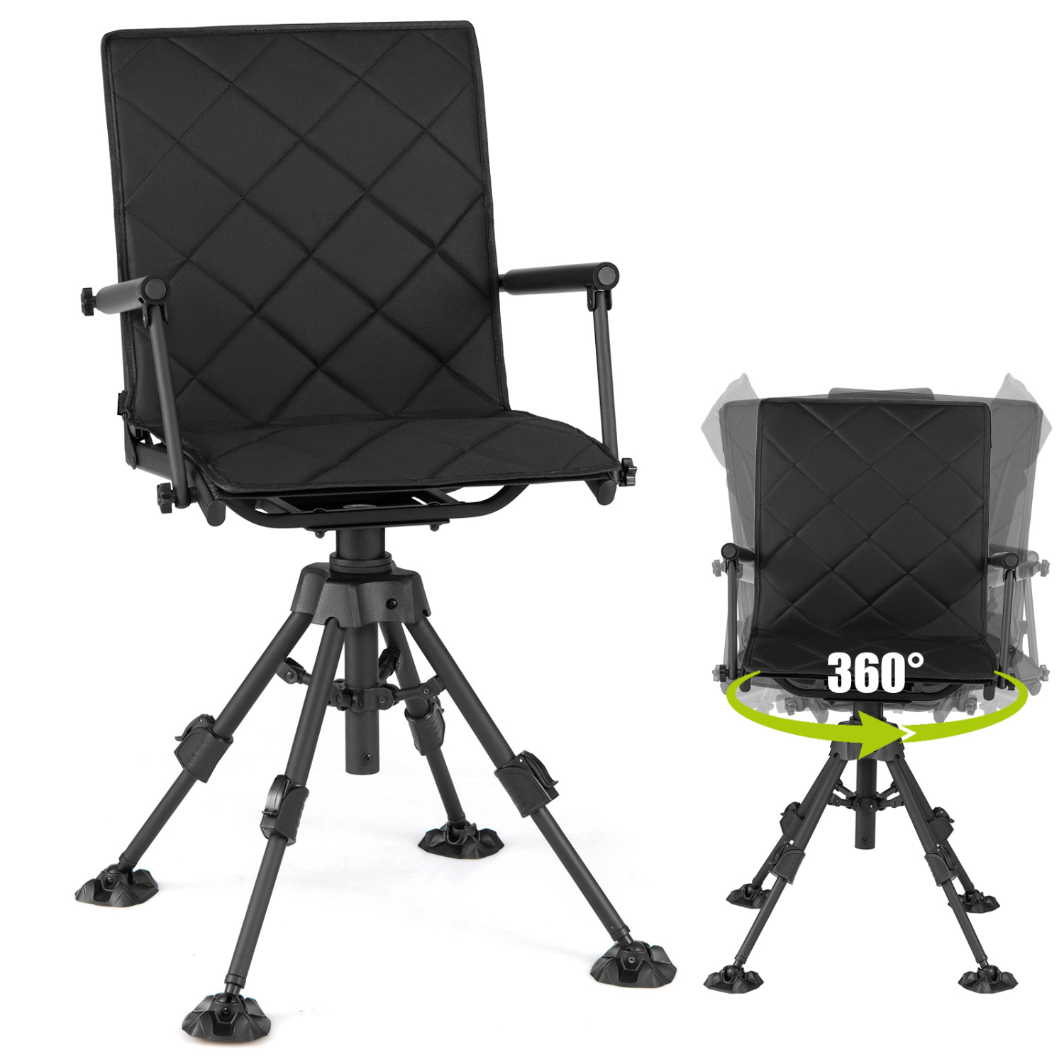 LJG 360° Silent Swivel Hunting Seat with 5-Level Adjustable Height