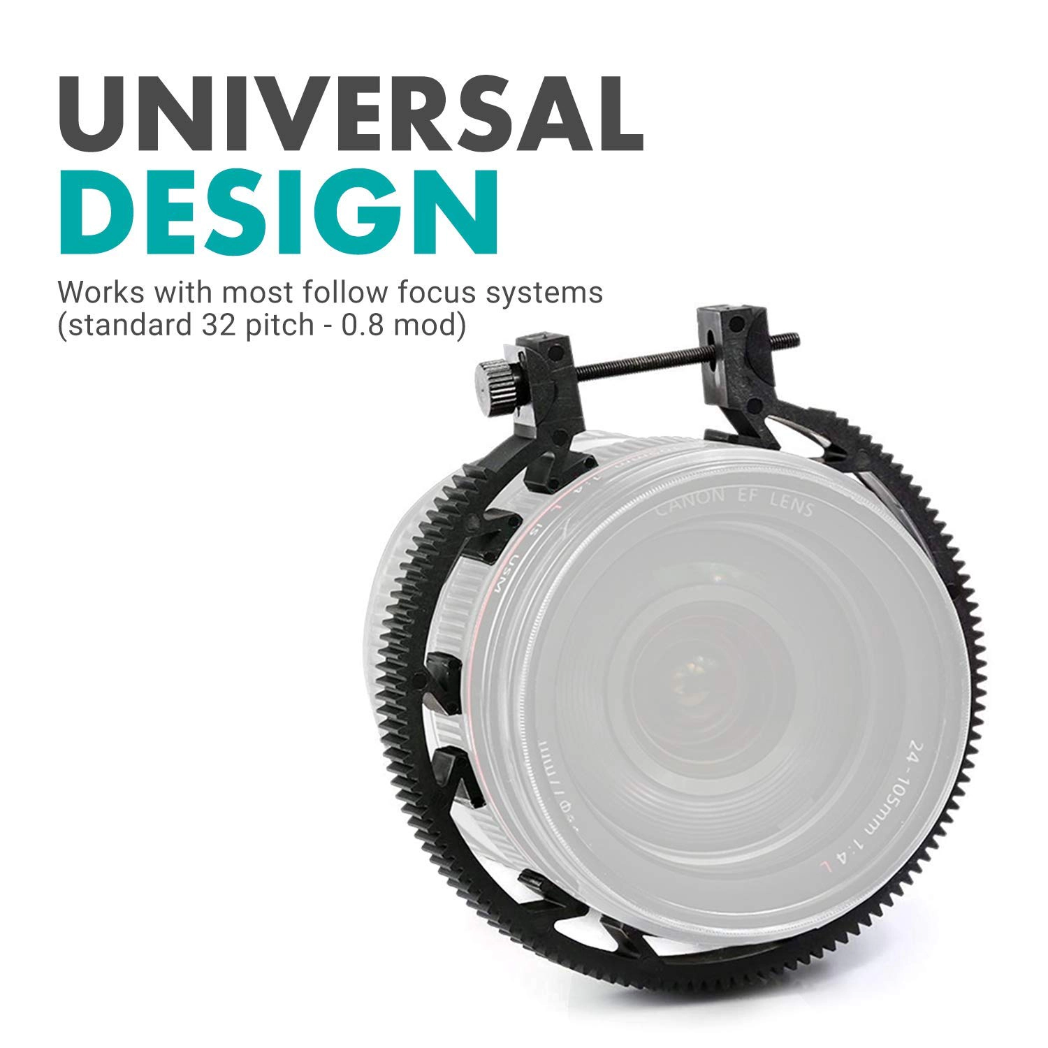 Movo FR3 Adjustable 3-Piece Follow Focus Ring Gear Set - Includes 65mm 75mm and 85mm Lens Rings