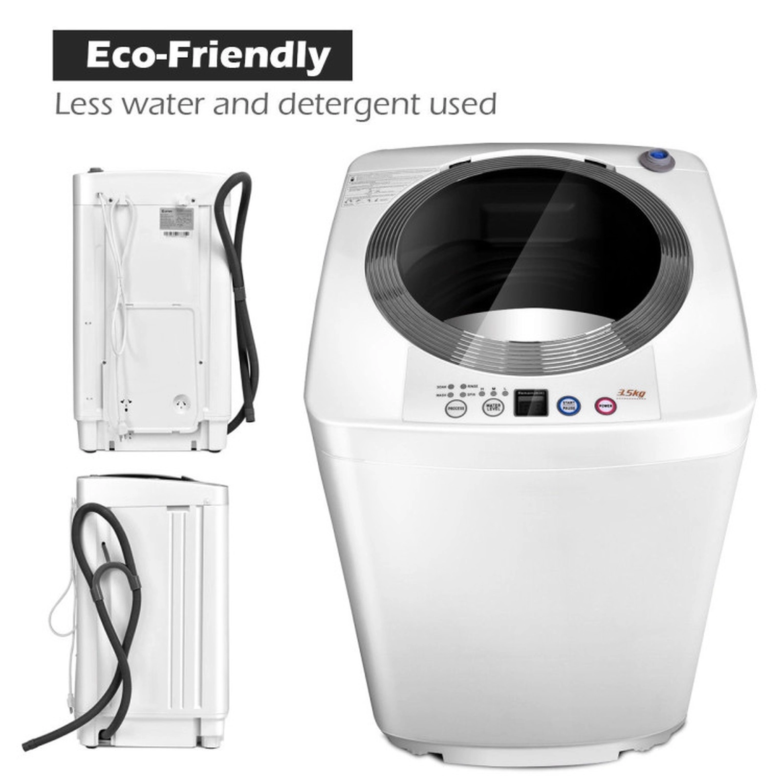 SUGIFT 8-lb Full Automatic Portable Washing Machine with Drain Pump 5 Programs and 3 Water Levels