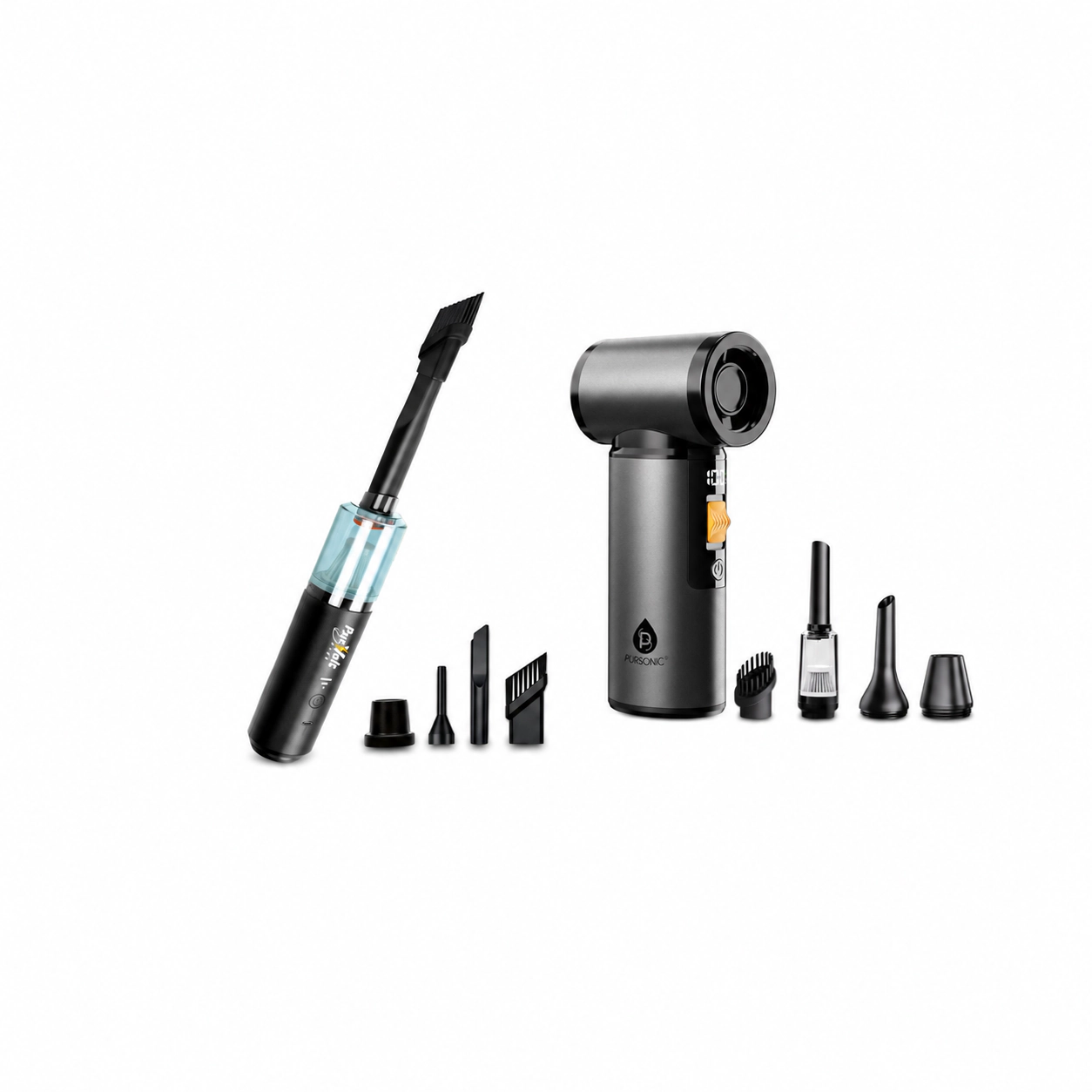 Pursonic Complete Portable Cleaning Bundle – Turbo Air Blower & Vacuum + 2-in-1 Mini Vacuum Cleaner & Air Duster