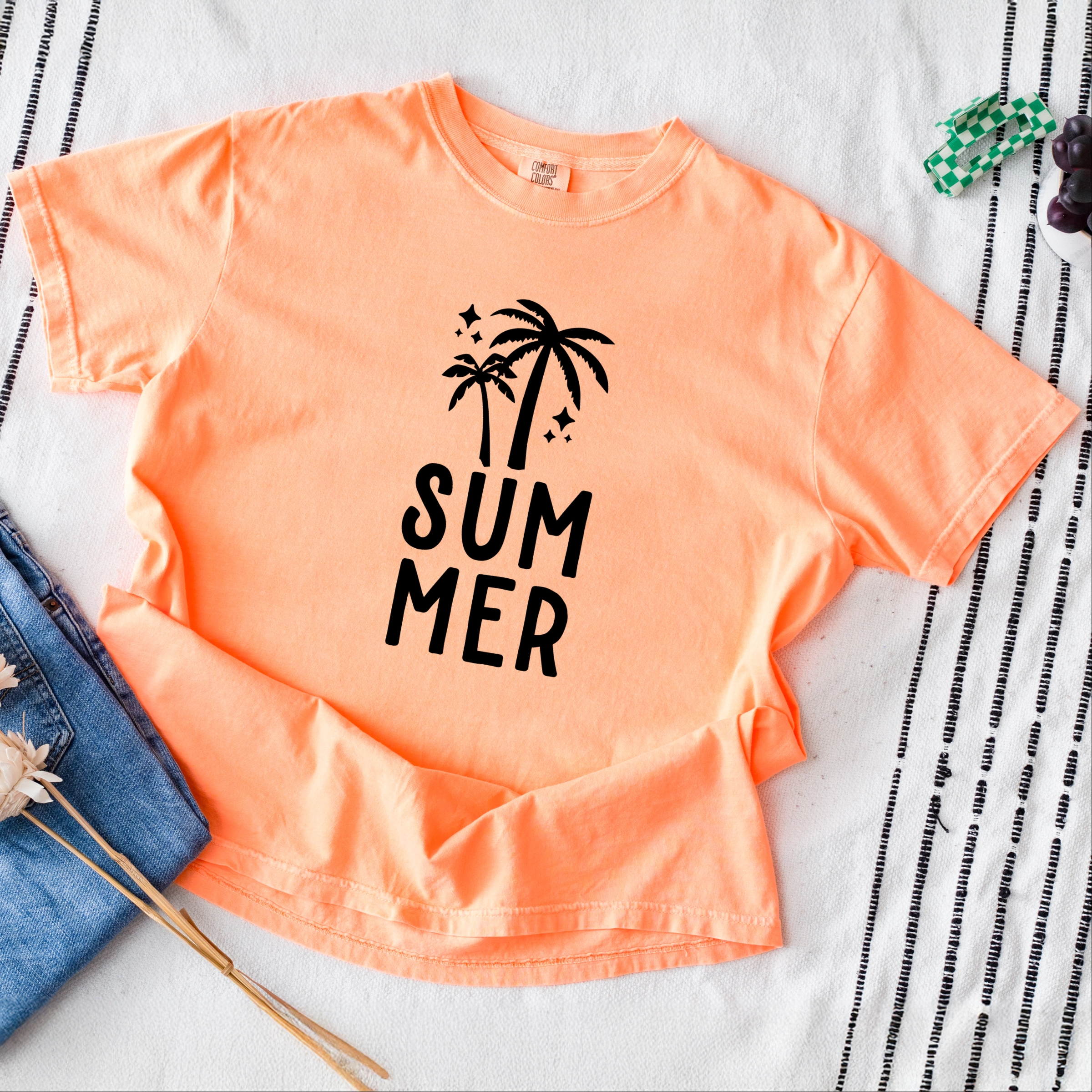 Simply Sage Market - Summer Palm Women's Garment Dyed Graphic T-Shirt
