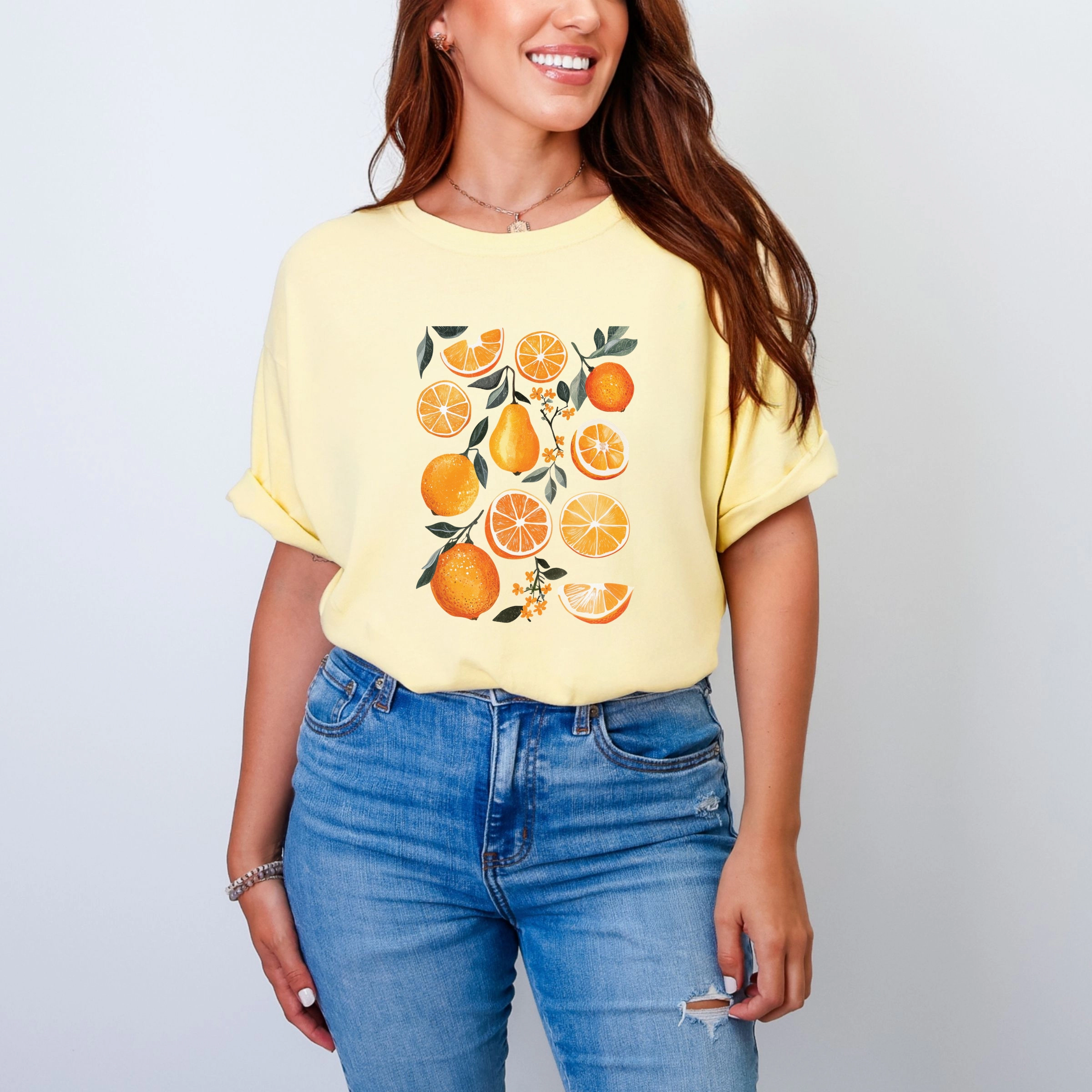 Simply Sage Market - Orange Slice Collage Women's Garment Dyed Graphic T-Shirt