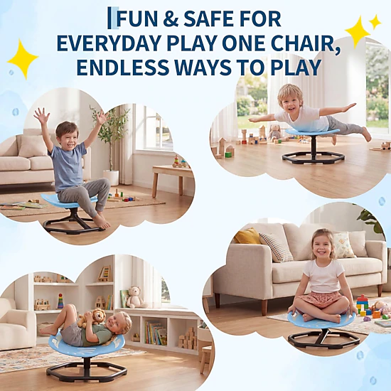 BebreezChic Sensory Spinning Chair for Kids, Glow in Dark Elephant, ADHD, Handles