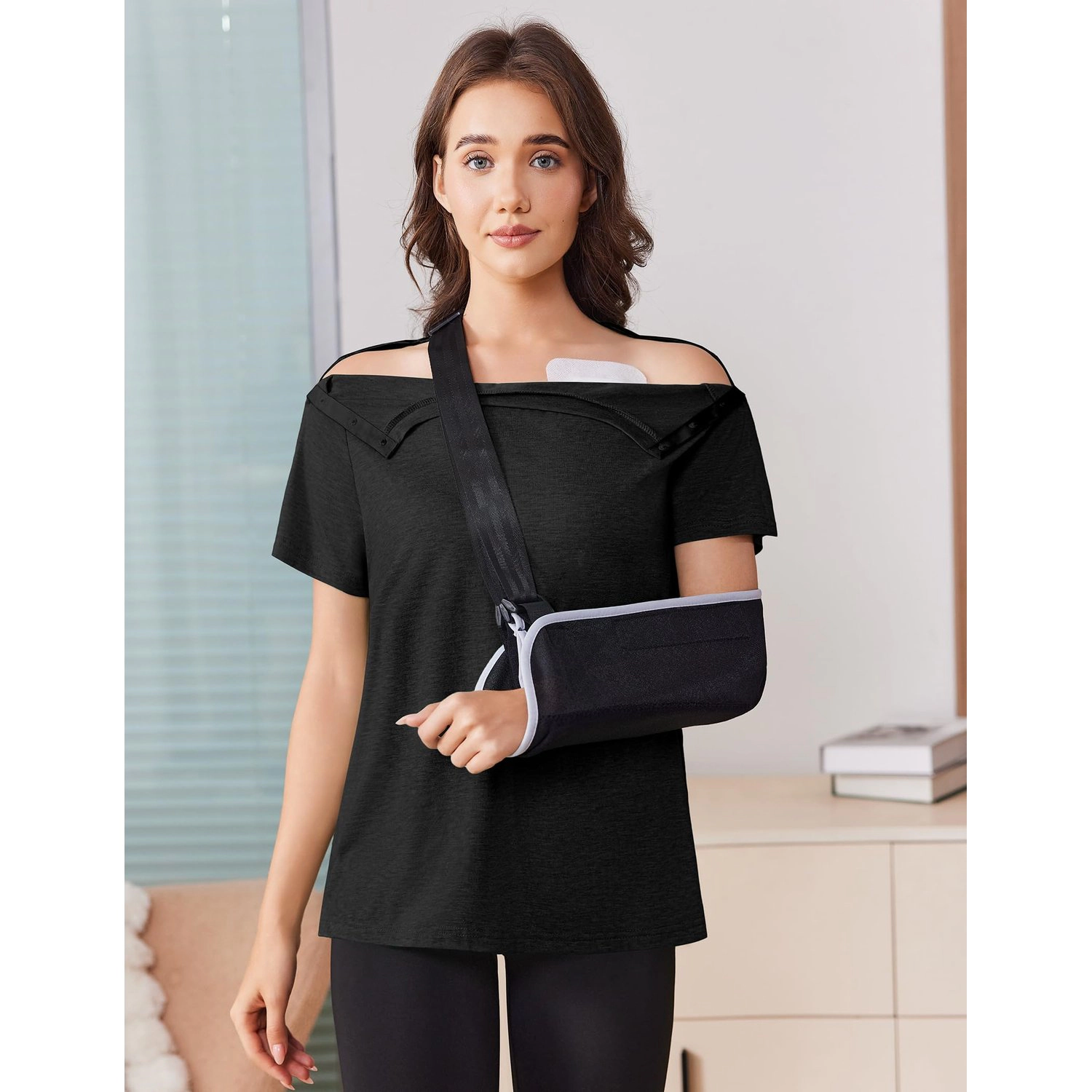 Pinspark Womens Solid Short Sleeve Off Shoulder Snap Button Nursing Maternity Tunics