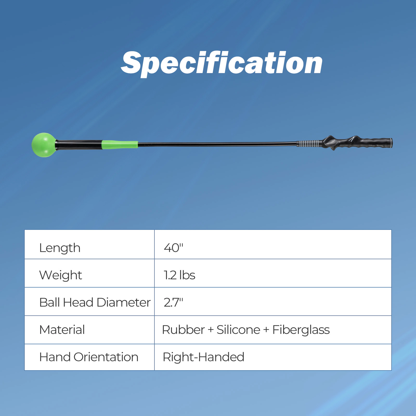 LJG 40 Inch Golf Swing Trainer Aid with Weighted Head for Grip Rhythm Balance
