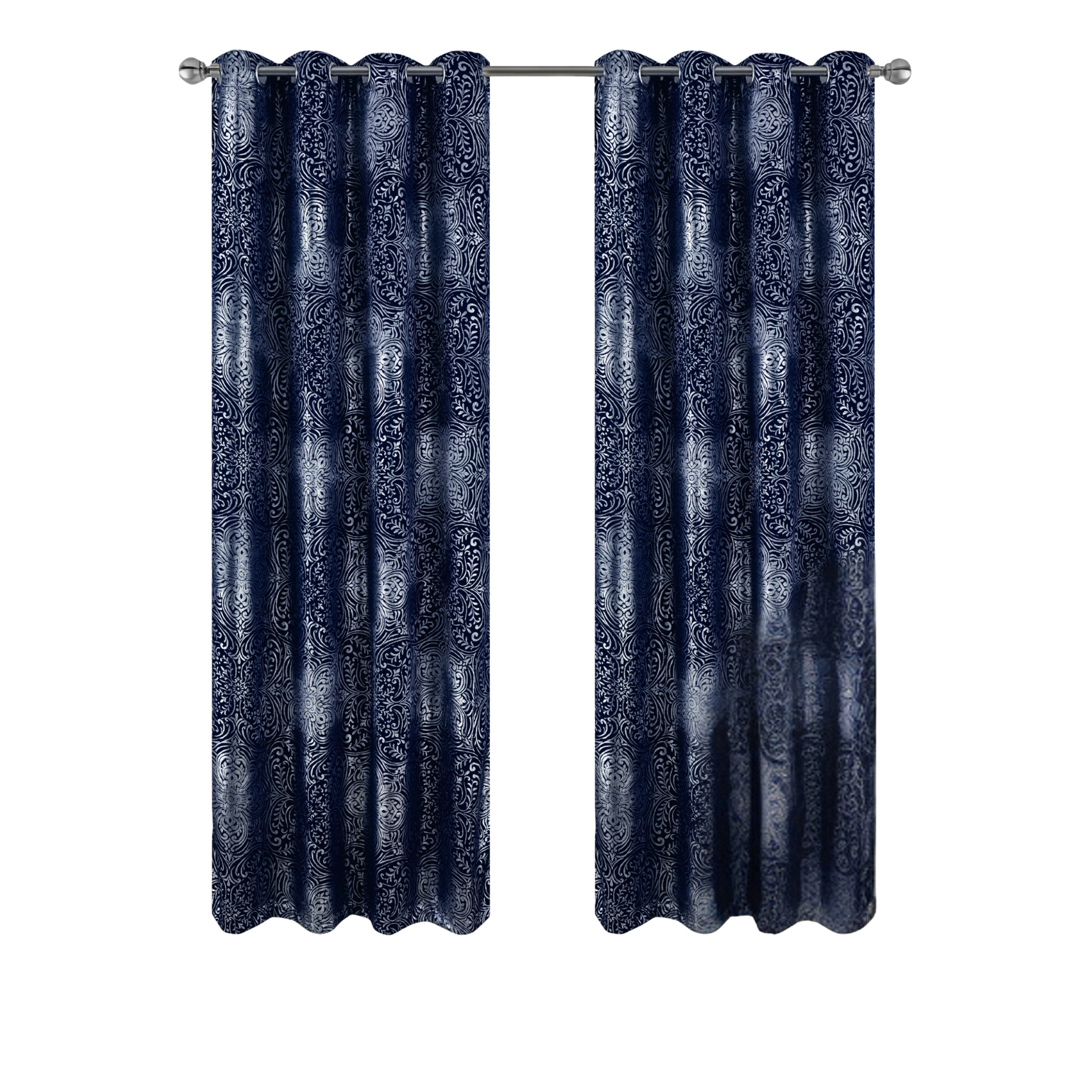 RT Designers Collection Helena Halo Foil Blackout Polyester Window Curtain Grommet Panel 52" x 84" Navy