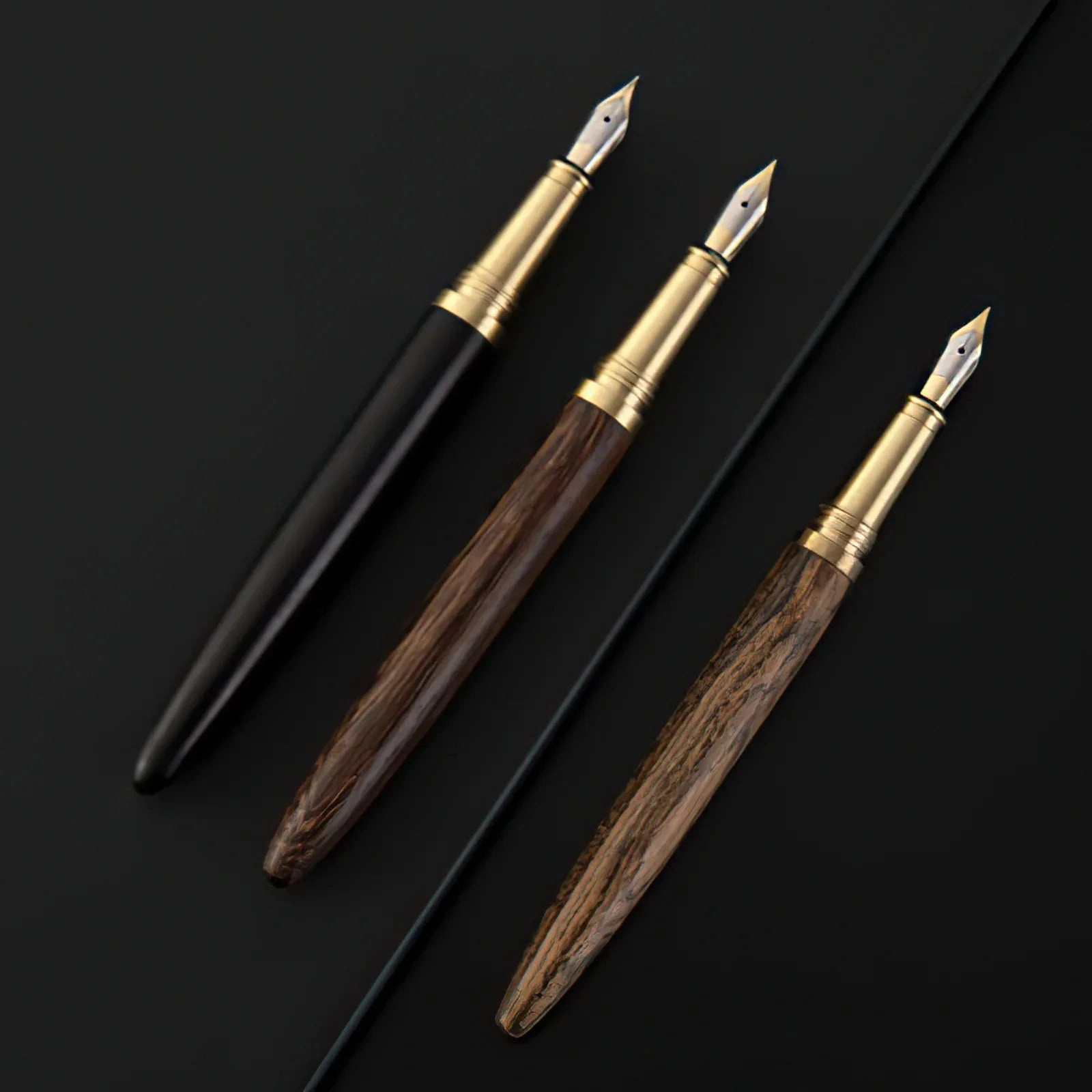 Steel Horse Leather Unisex The Hemmingway | Handmade Wood and Brass Fountain Pen