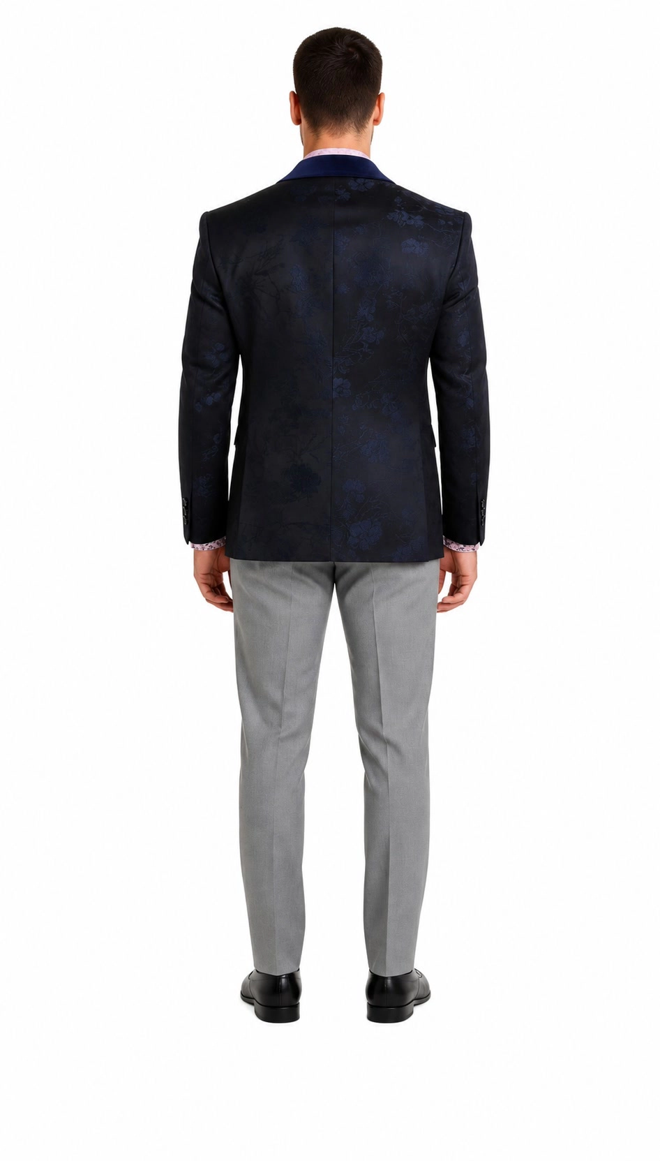 Elie Balleh Men's Slim Fit Floral Shawl Collar Blazer