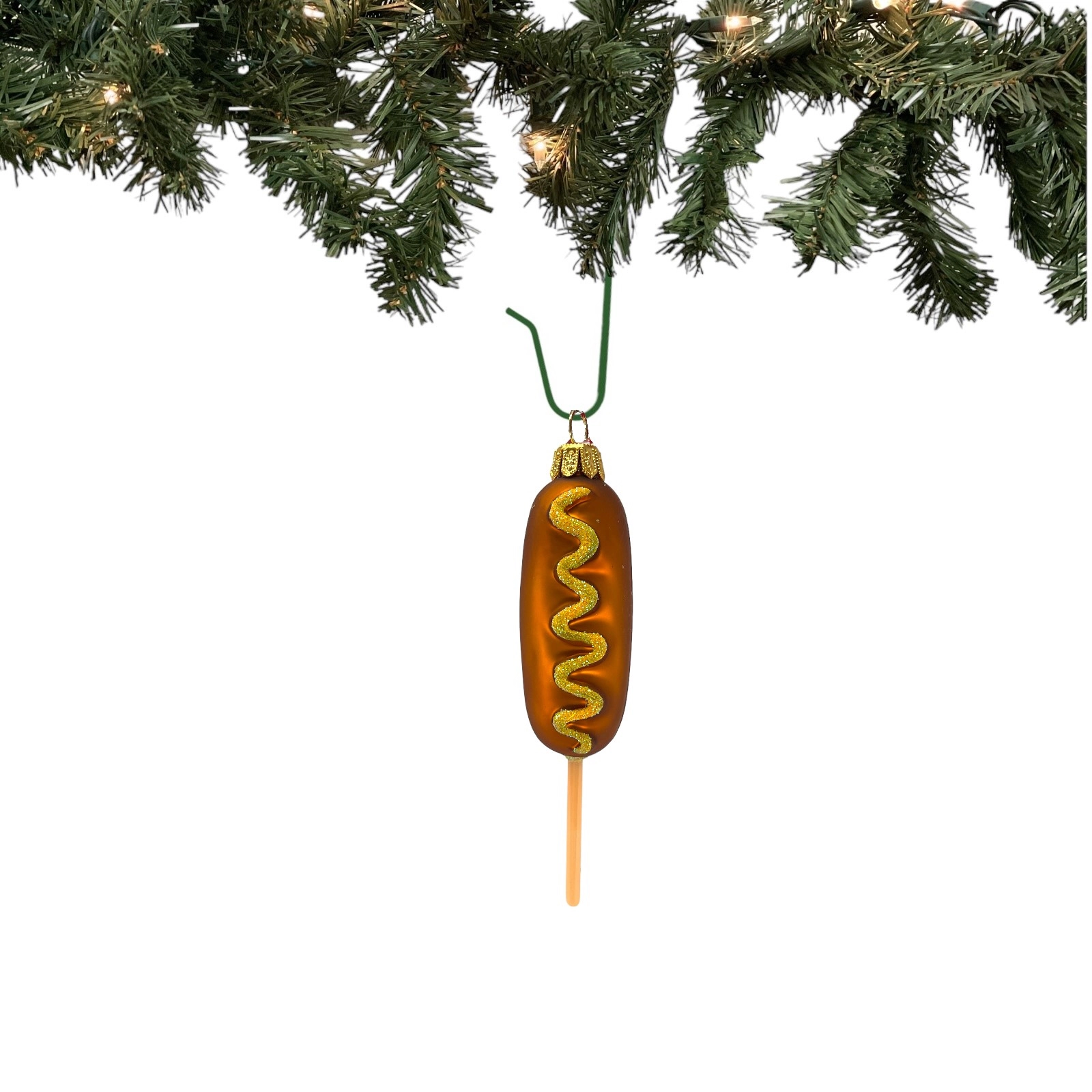 Pinnacle Peak Trading Company Corn Dog Food Polish Mouth Blown Glass Christmas Ornament