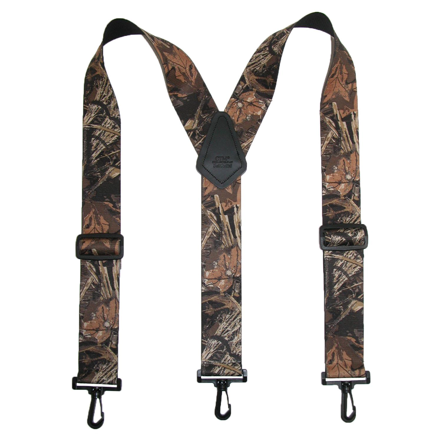 CTM Men's Elastic Camouflage Suspenders with Black Swivel Clips