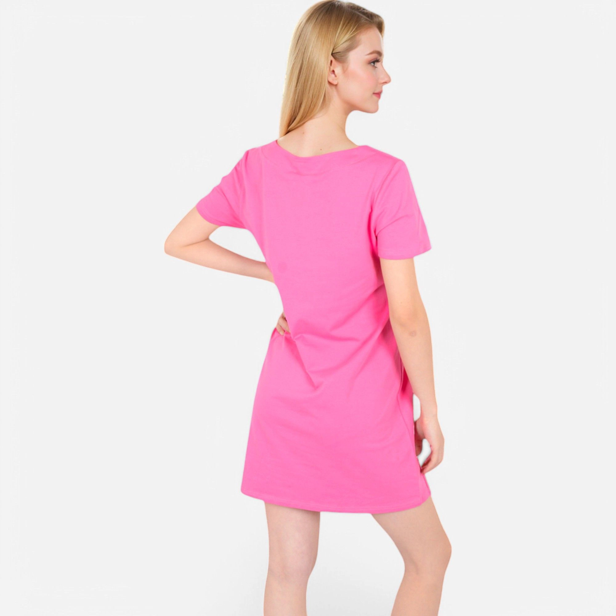 Anna-Kaci Women's Square Neck Short Sleeve Front Pockets Shirt Dress