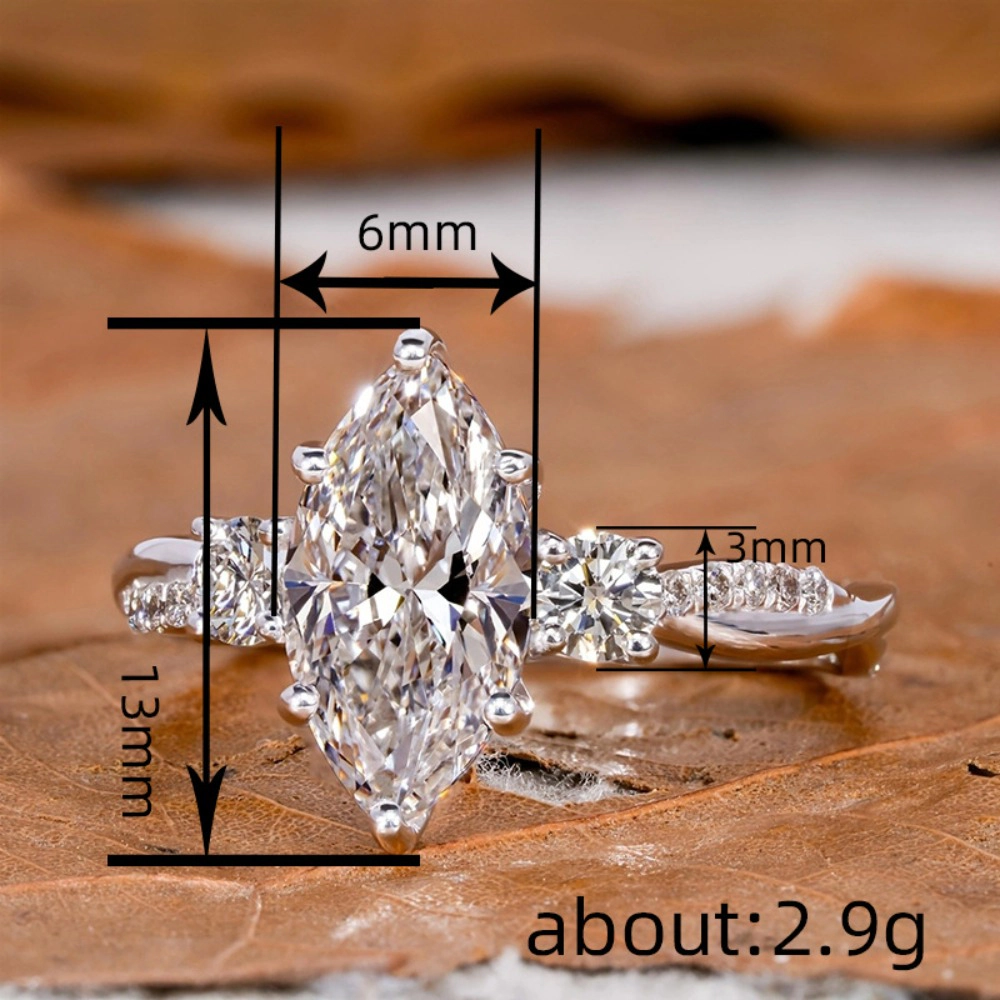 Claw Set Marquise Cubic Zirconia Proposal Ring for Women