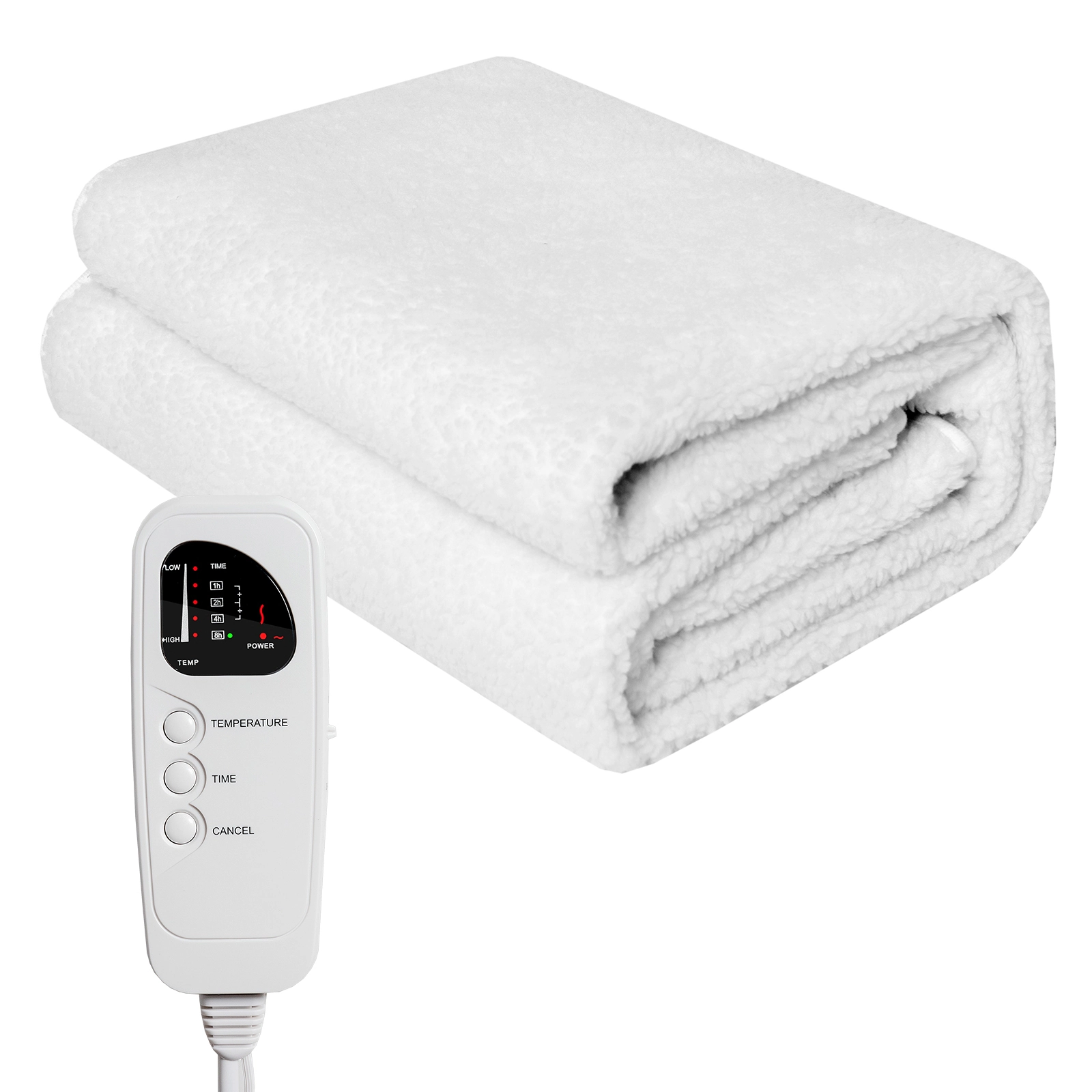 SUGIFT 71 x 30 Inch Massage Bed Warmer White Heating Pad with 5 Heat Settings