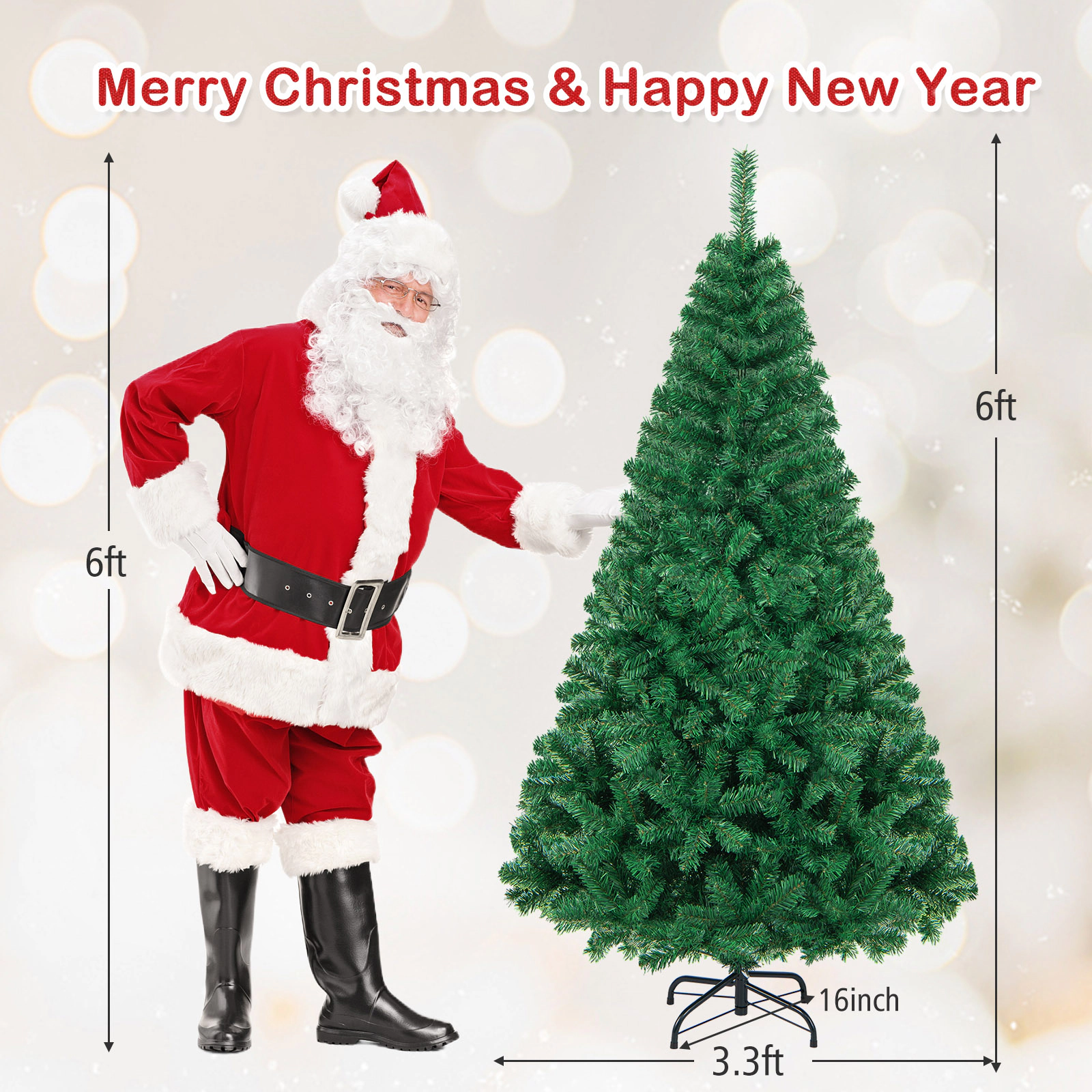 Glintex 6-Ft Artificial Christmas Tree with 650 Tips and Metal Stand, Green