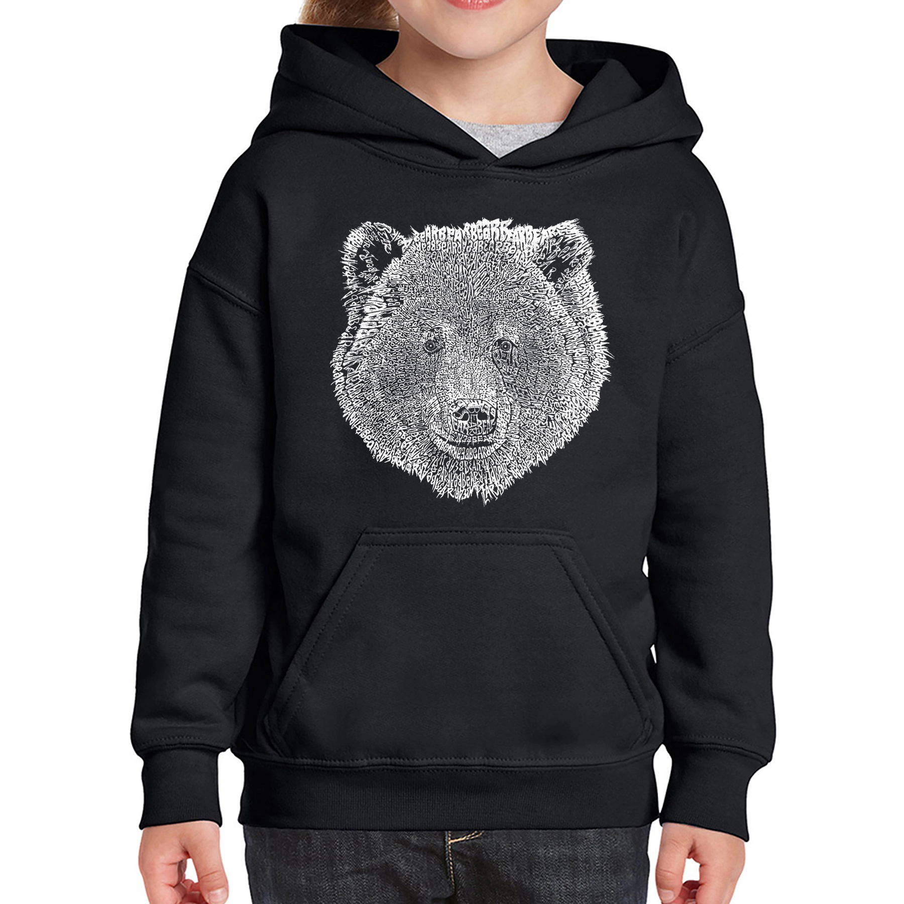 LA Pop Art Girls Word Hoodie - Bear Face