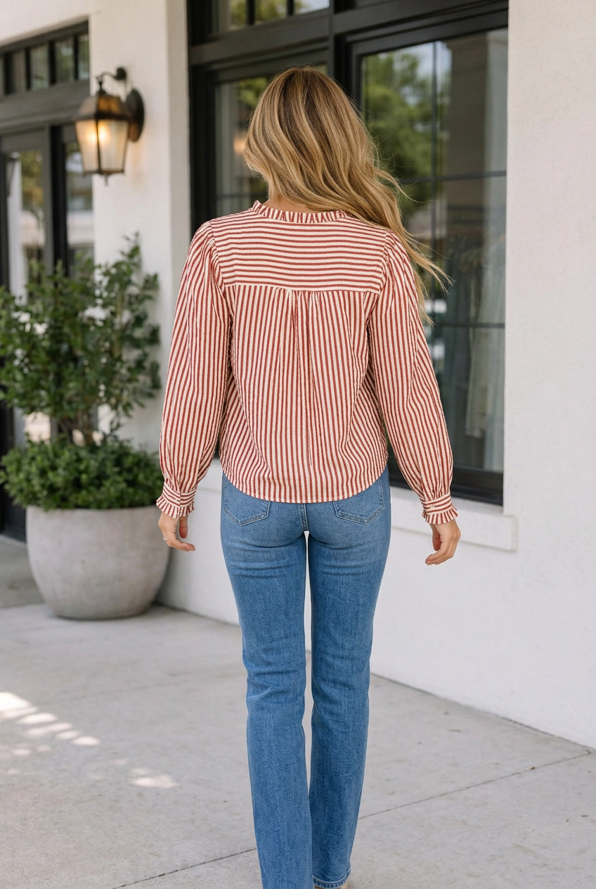 Threaded Pear Frances Long Sleeve Shirt Top