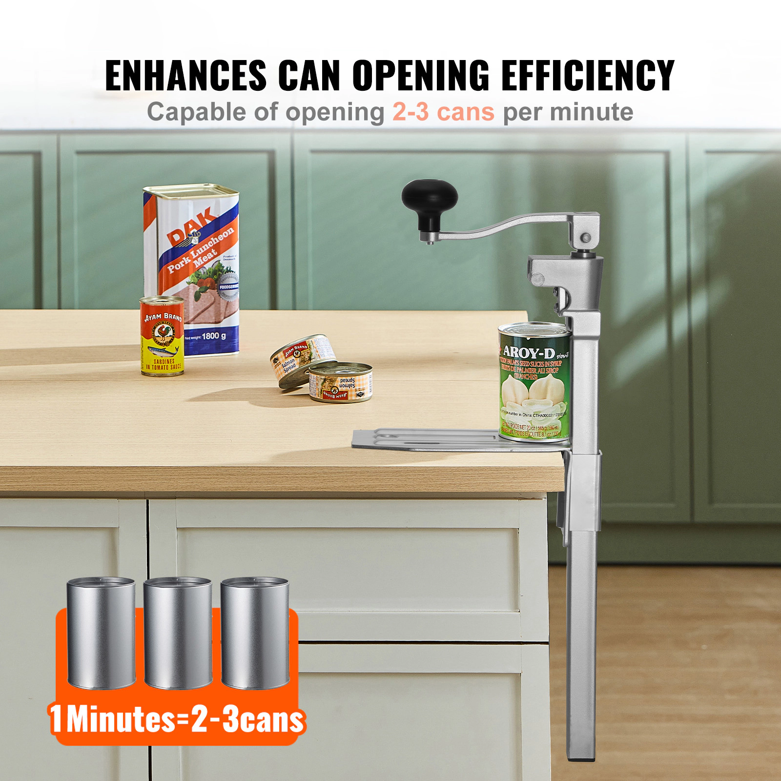 HONGGE Commercial Can Opener Heavy-Duty Manual Tabletop Cans Opener for Cans Height Height-Adjustable Professional Can