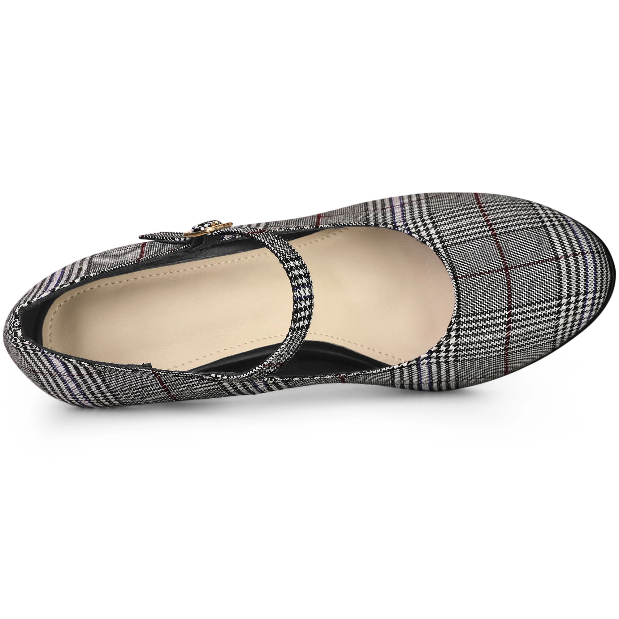 BLISSFUL STEP Women's Houndstooth Platform Stiletto Heels Mary Janes Pumps