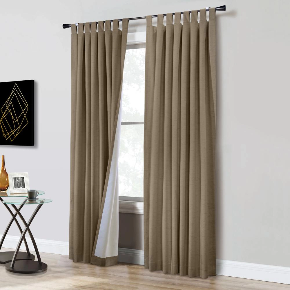 Thermaplus Ventura Blackout Window Treatment Tab Top Curtain Panel for Bedroom Livingroom 52" x 95" Pebble