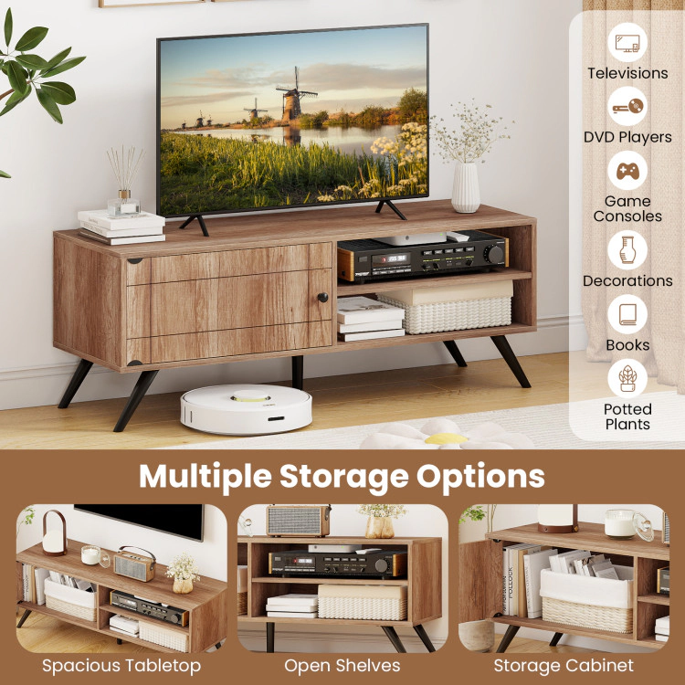 Hivvago Tv Stand For Tvs Up To 55 Inch Mid Century Modern Entertainment Center With Storage Cabinet