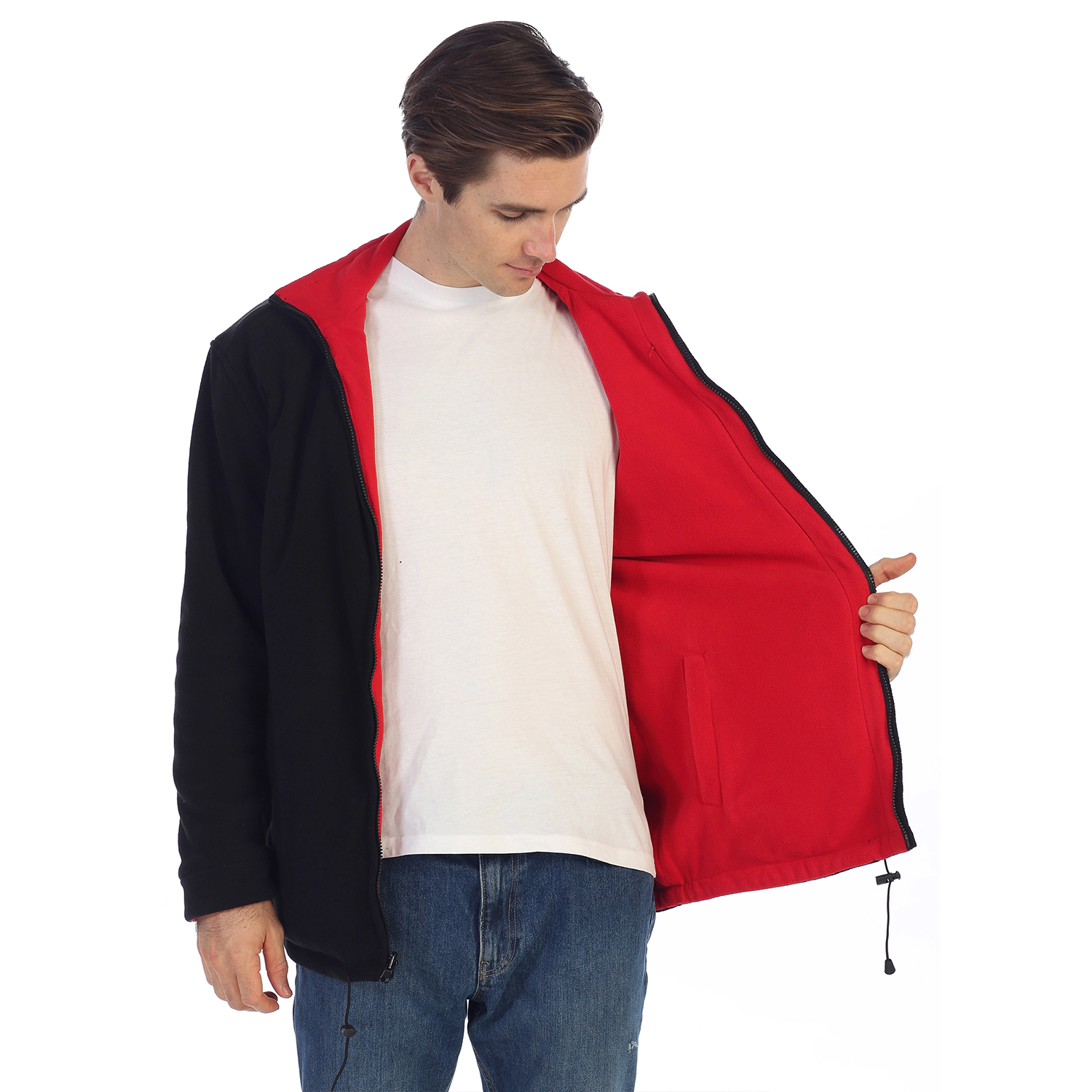 Gioberti Men's Zip Up Reversible Polar Fleece Heavy Jacket
