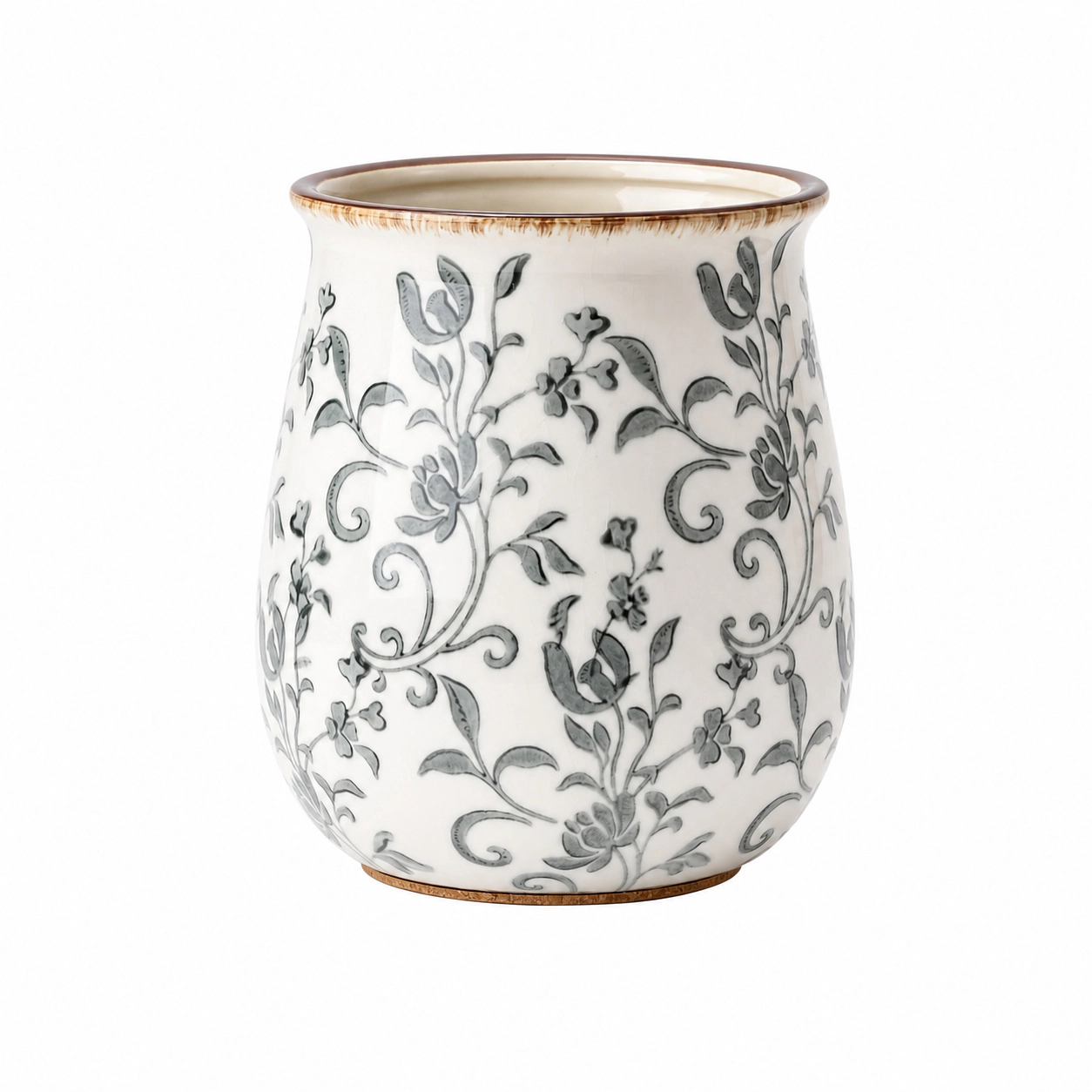 WZK Modern Farmhouse Ceramic Floral Kitchen Utensil Holder