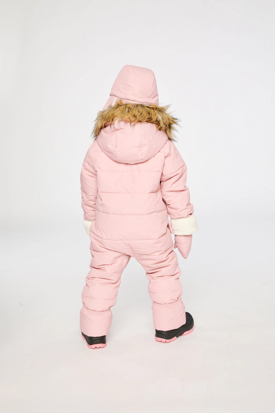 Deux par Girls Snug One Piece Snowsuit Adapted for Car Seats with Faux Fur-Trimmed Hood