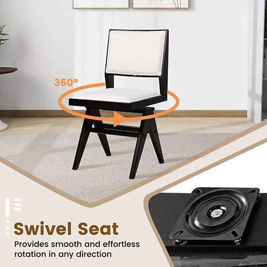 Hivvago Stylish Rubberwood Swivel Chairs with Soft Seats – 2-Piece Dining Set