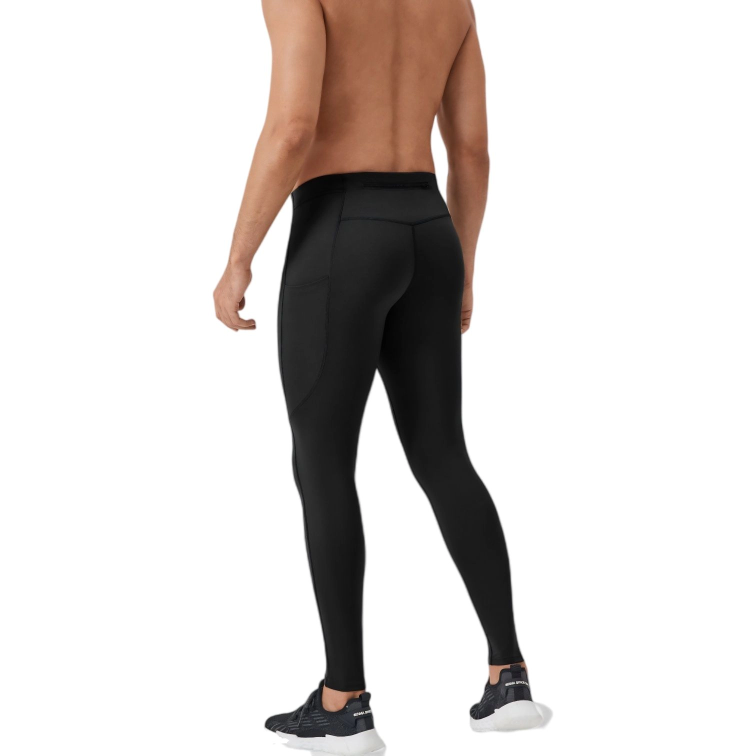 Anna-Kaci Men's Full-Length Compression Leggings with Side Pockets and Stretch Moisture-Wicking Fabric
