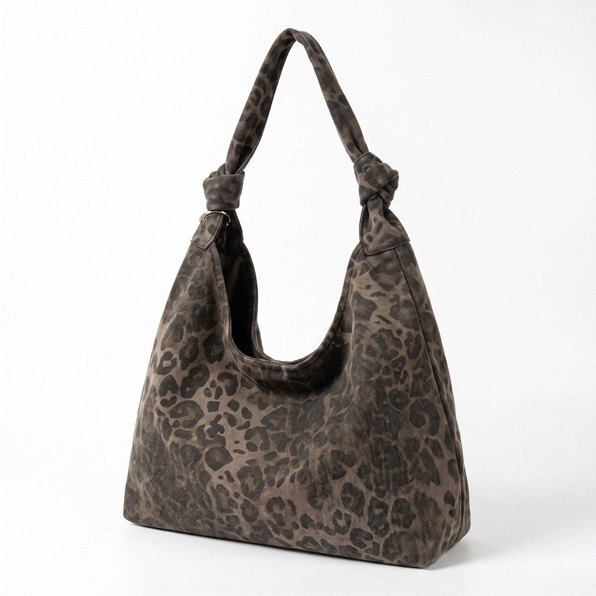Alilang Women's Oversized Leopard Print Hobo Shoulder Bag with Knotted Strap