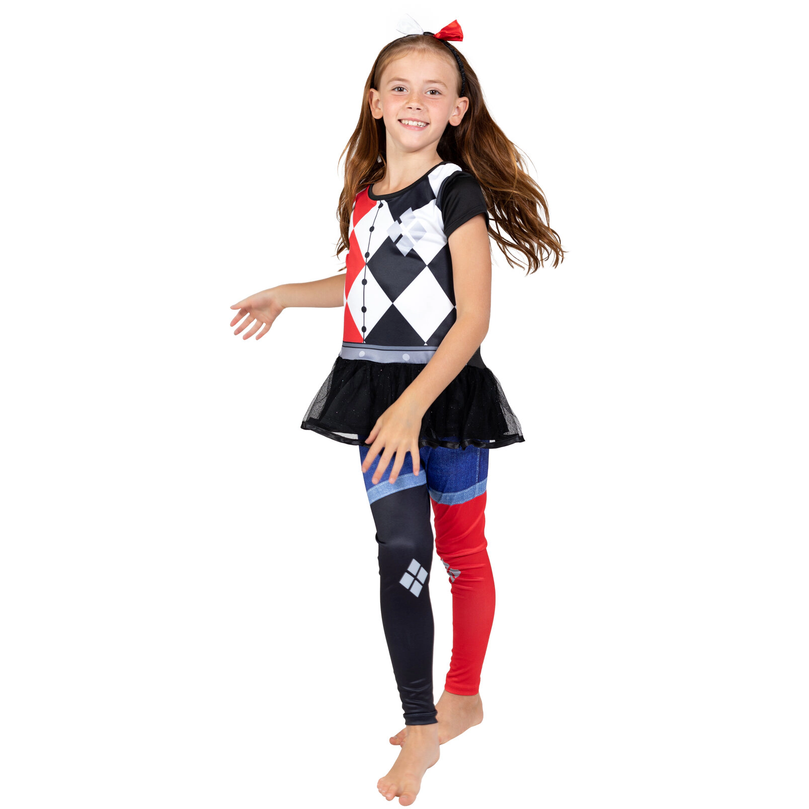 WARNER BROS Justice League Harley Quinn Girls' Cosplay Tutu T-Shirt and Leggings Set