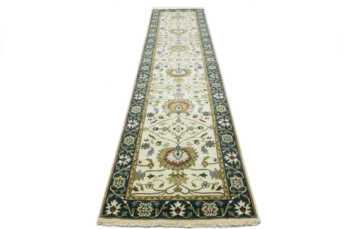 Magic Rugs Cream Floral Osh Chobi 3X13 Peshawar Oriental Runner Rug