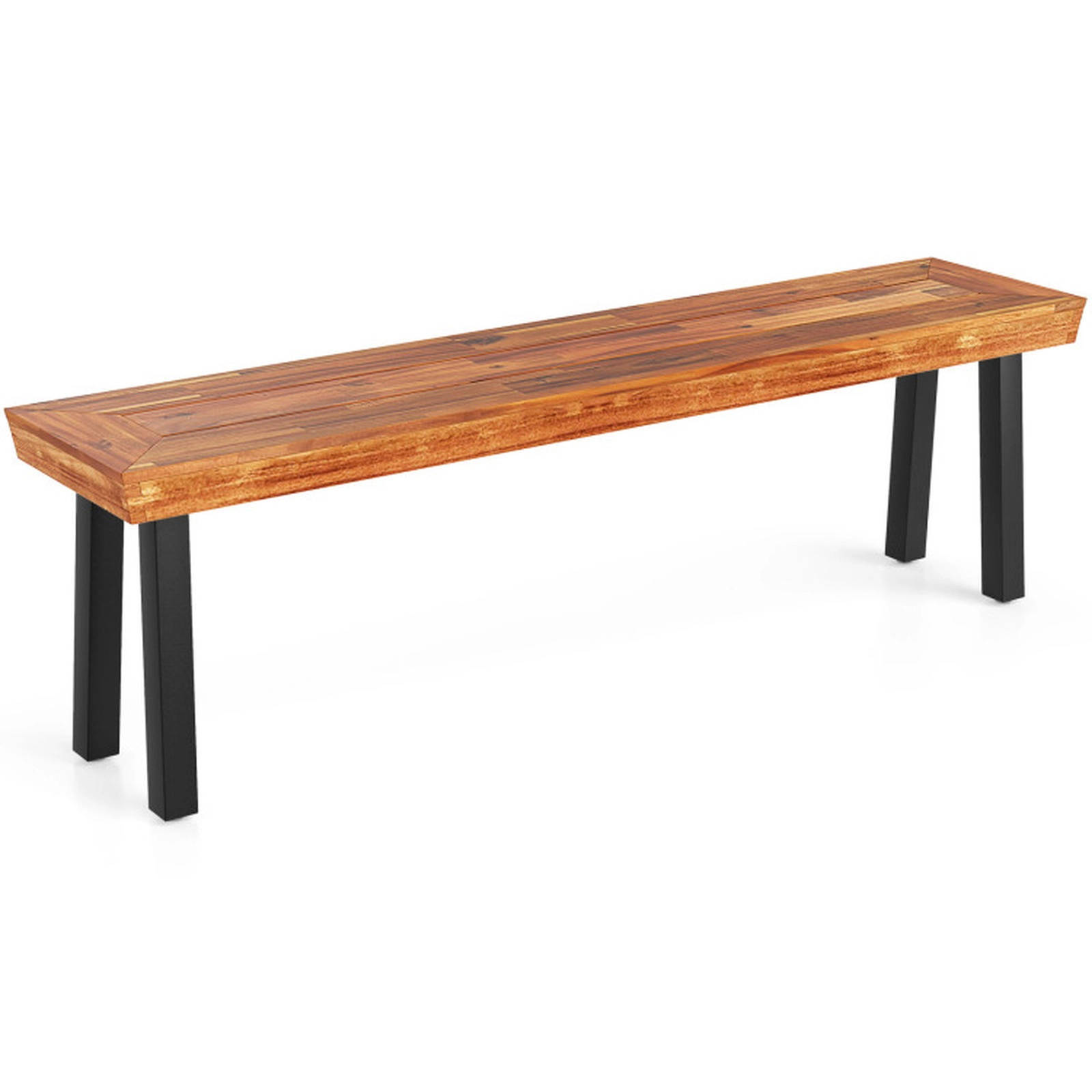 SUGIFT Backless Outdoor Garden Bench with Metal Frame 800-lb Capacity for 2-3 People Brown
