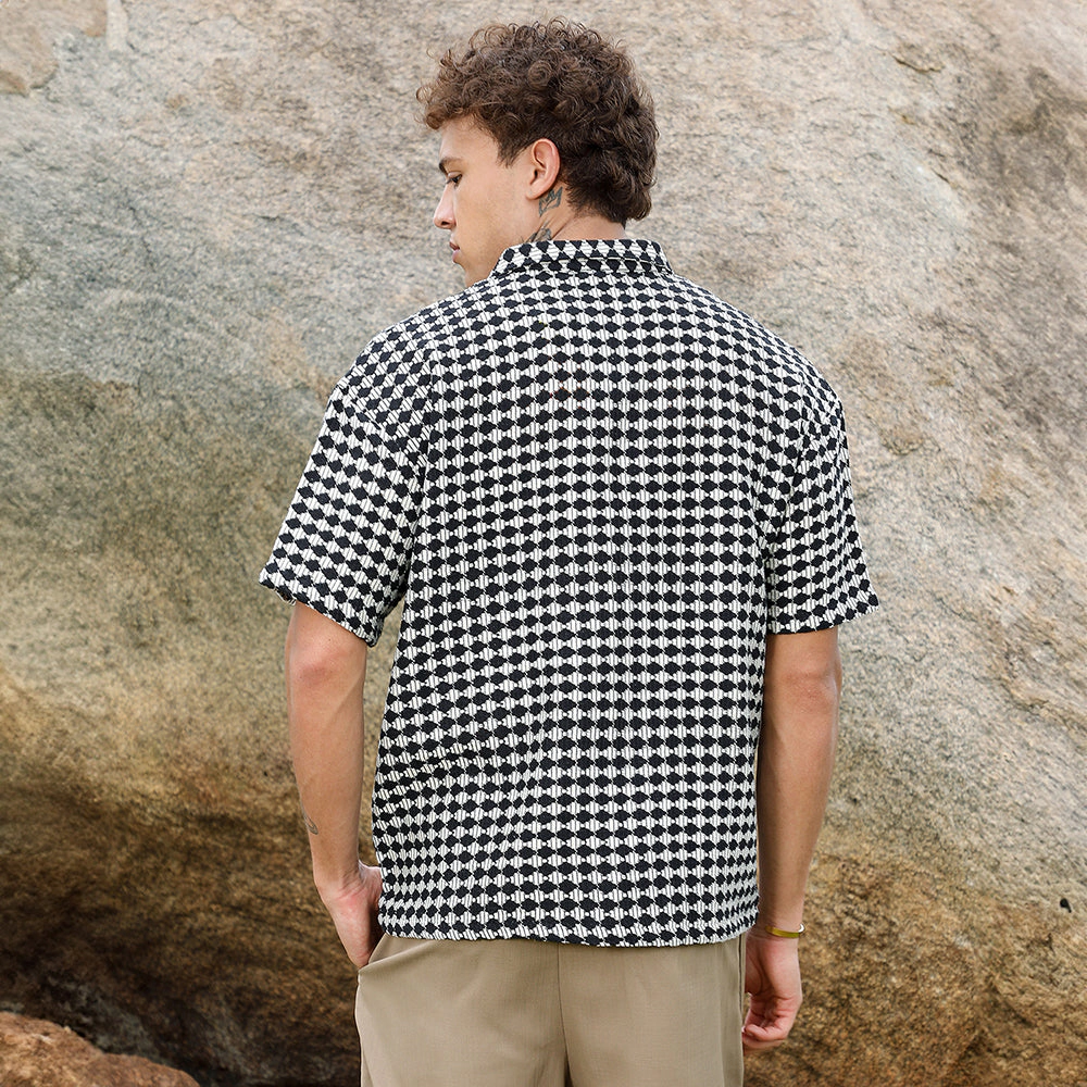 Lozenge-Striped Oversized Shirt