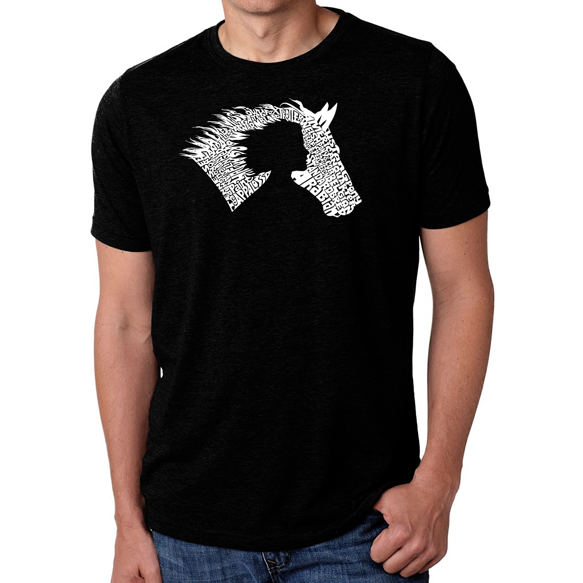 LA Pop Art Men's Cotton-Poly Word T-Shirt - Girl and Horse