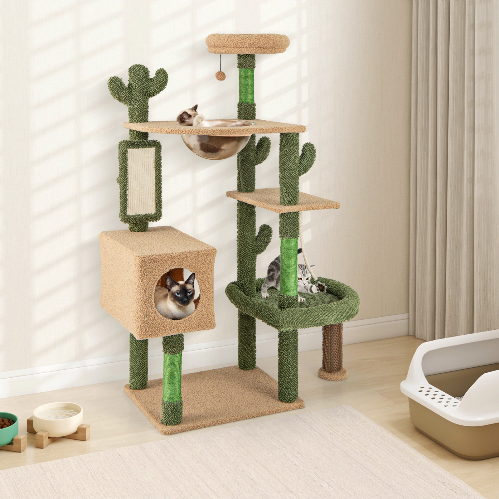 SlickBlue Multi Level Cactus Cat Tree with Condo and Scratching Posts
